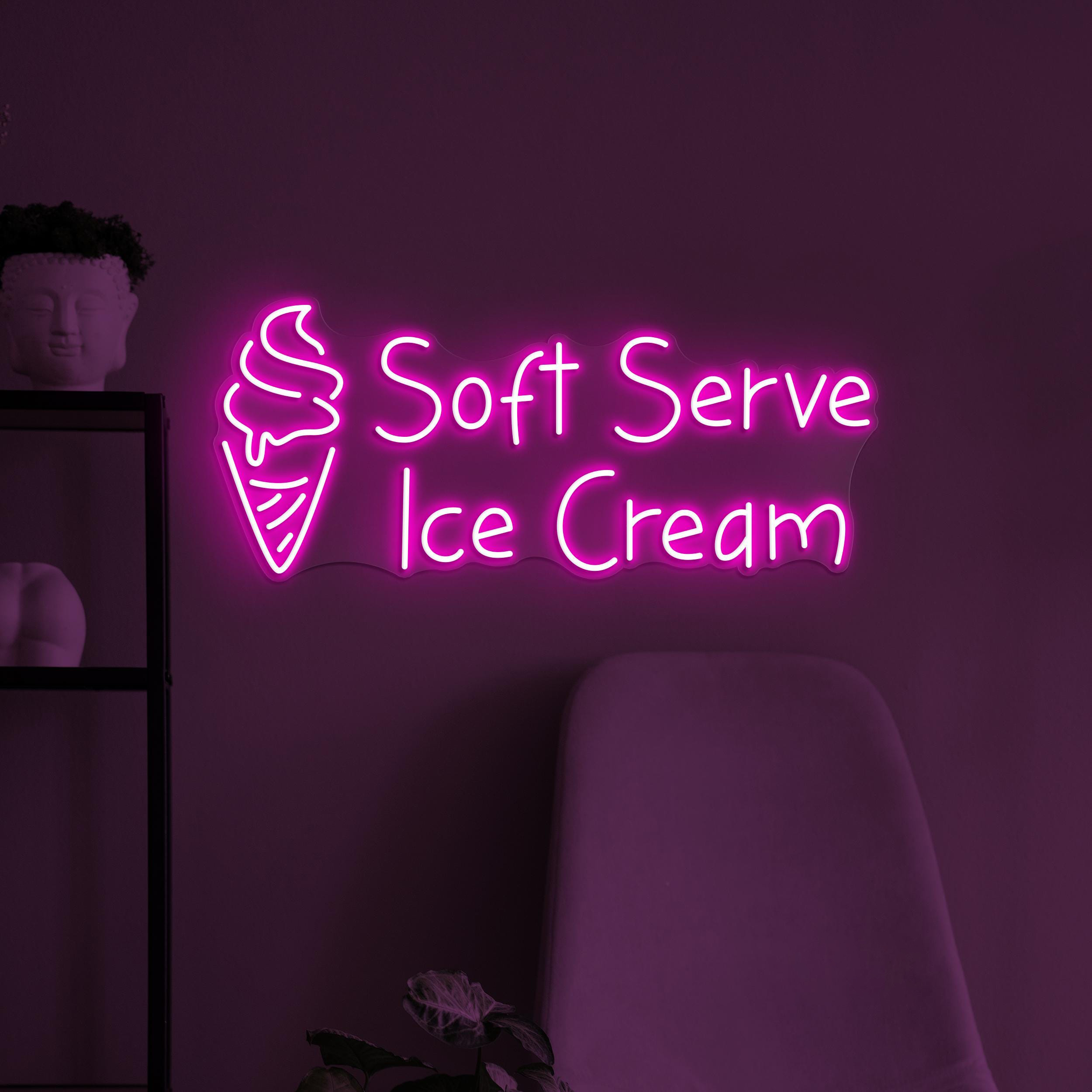 Soft Serve Ice Cream Neon Sign, Soft Serve Ice Cream LED Light, Sweet Dish Wall Art, Dessert Led Sign, Ice Cream Shop Decor, Ice Cream Lover