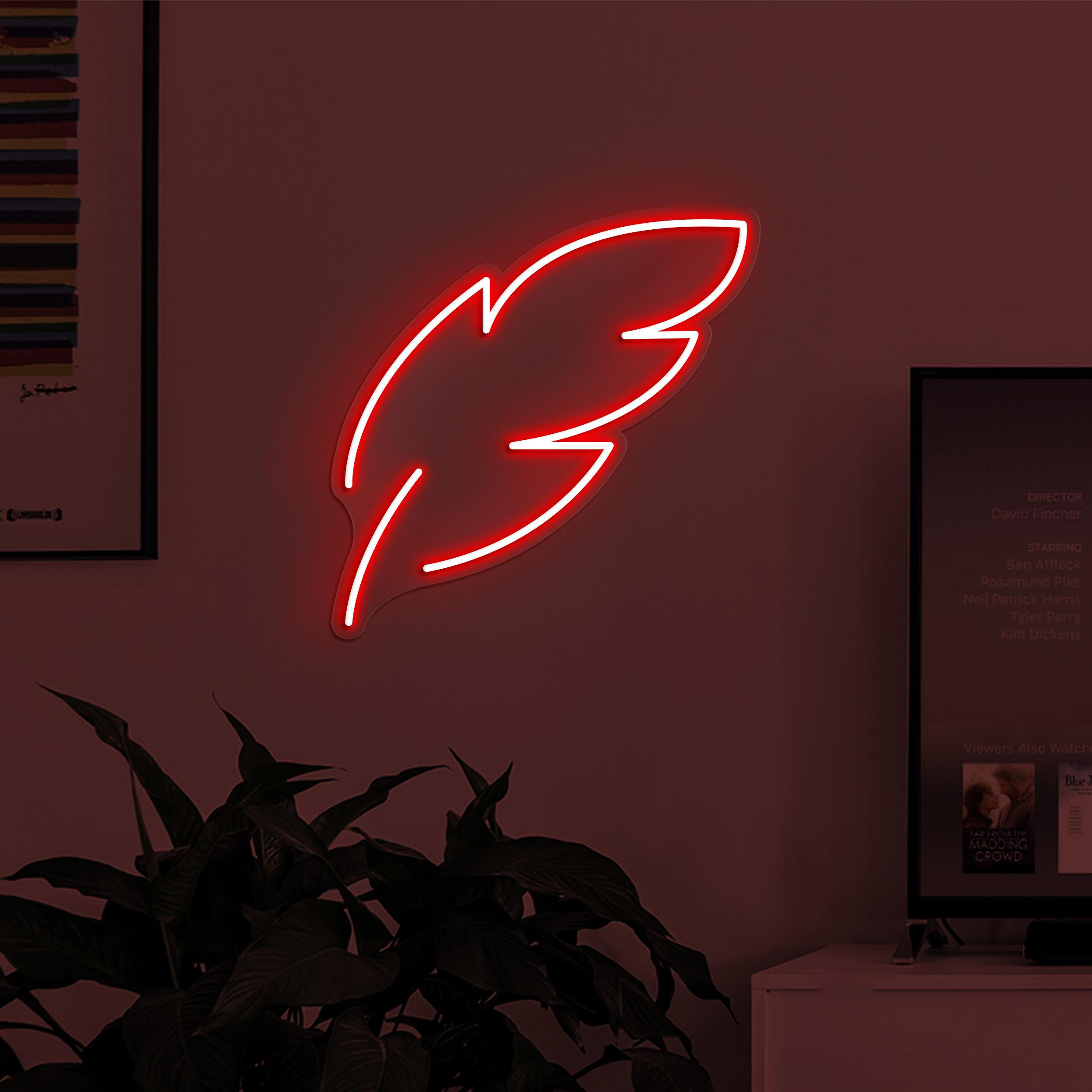 Feather Neon Sign, Feather LED Light, Home Wall Decor, Leaf Wall Art, Nature Neon Sign, Bedroom Neon Light, Minimalist Neon Art, Custom Sign