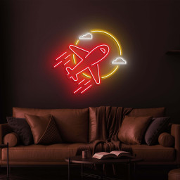 Flying Airplane Neon Light, Airplane Takeoff Neon Sign, Aviation Wall Decor, Neon Sign for Office and Business,Pilot Gift,Nursery Decoration