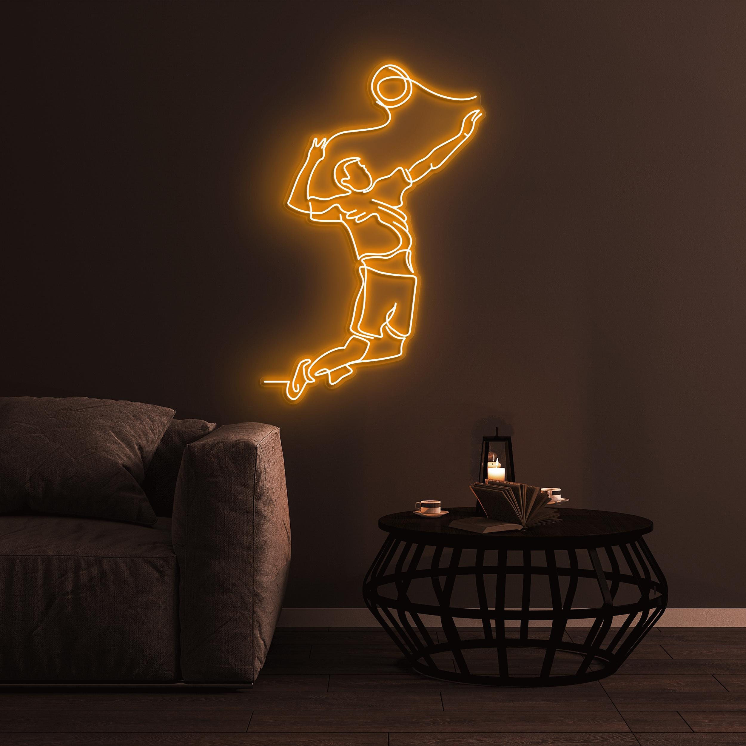 Jumping Player Neon Sign, Jumping Player LED Light, Sports Man LED Neon Art, Sports Club Wall Art, Gallery Wall Decor, Game Room Wall Art