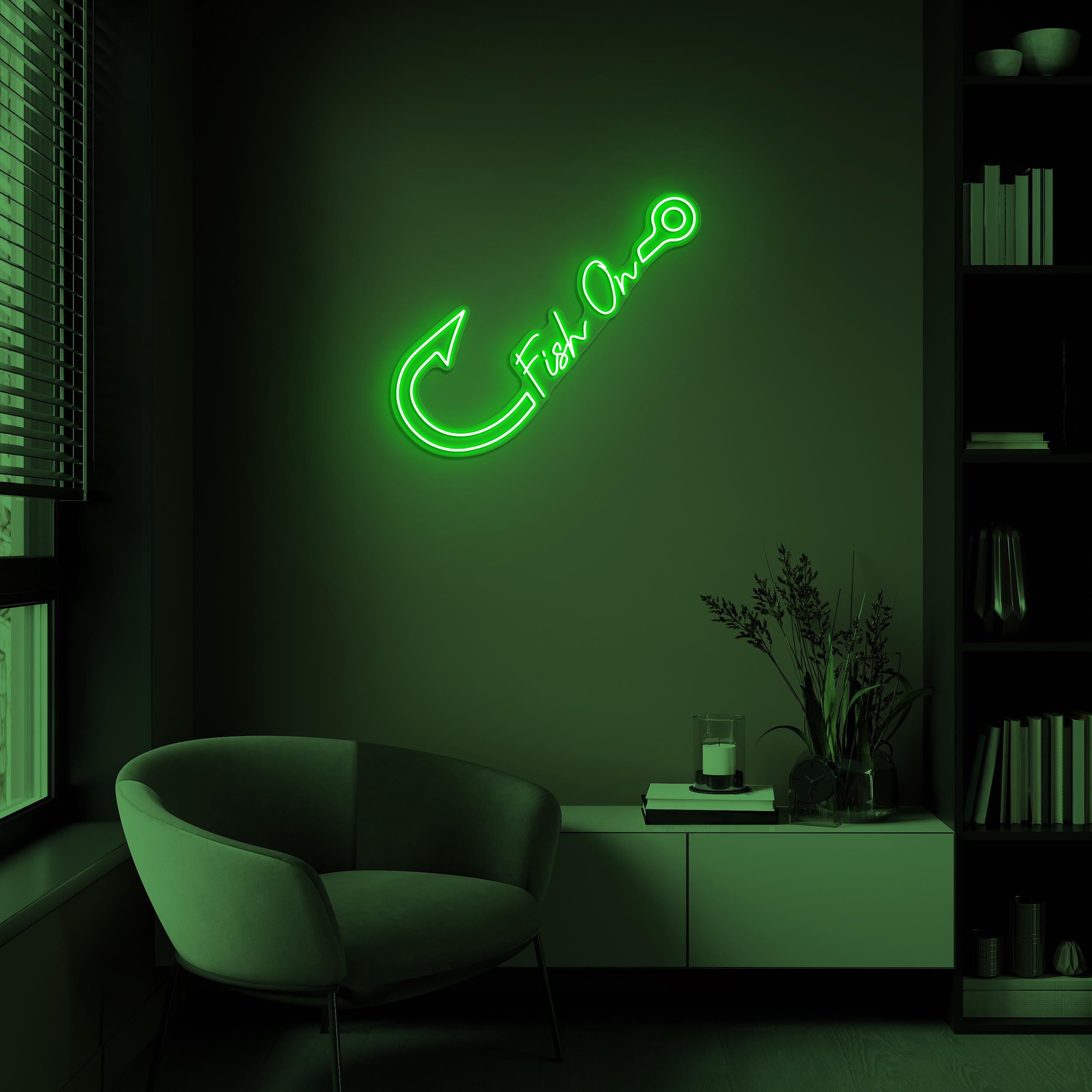 Fish on Hook Neon Sign, Fish on Hook Led Light, Fish on Hook Decor, Fish Lover Gift, Fish Shop Wall Art, Kids Room Decor, Gift for Fisherman