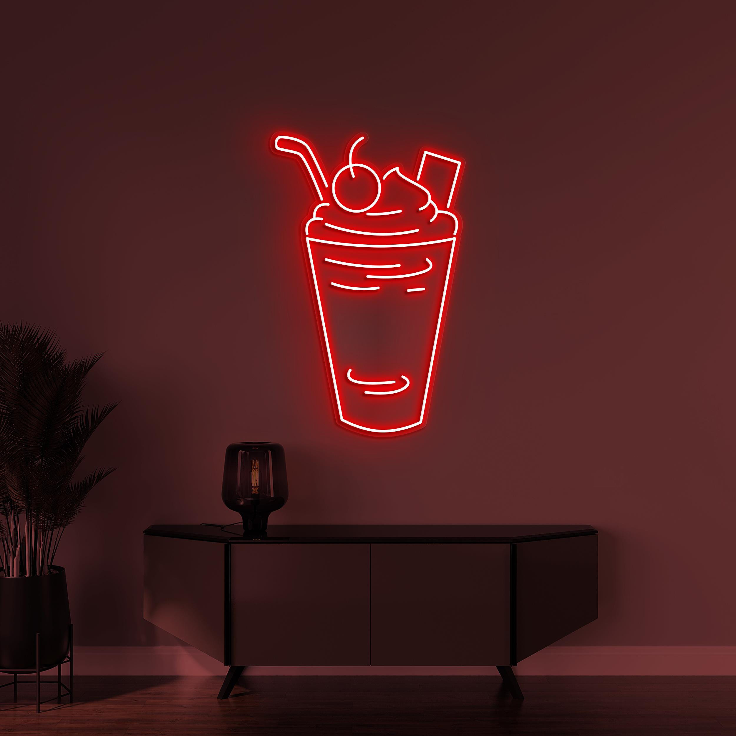 Milkshake Neon Sign, Milkshake LED Light, Sweet Trea Wall Art, Dessert Wall Decor, Decor for Milkshake & Juice Shop, Cafe, Bar, Drink Lover