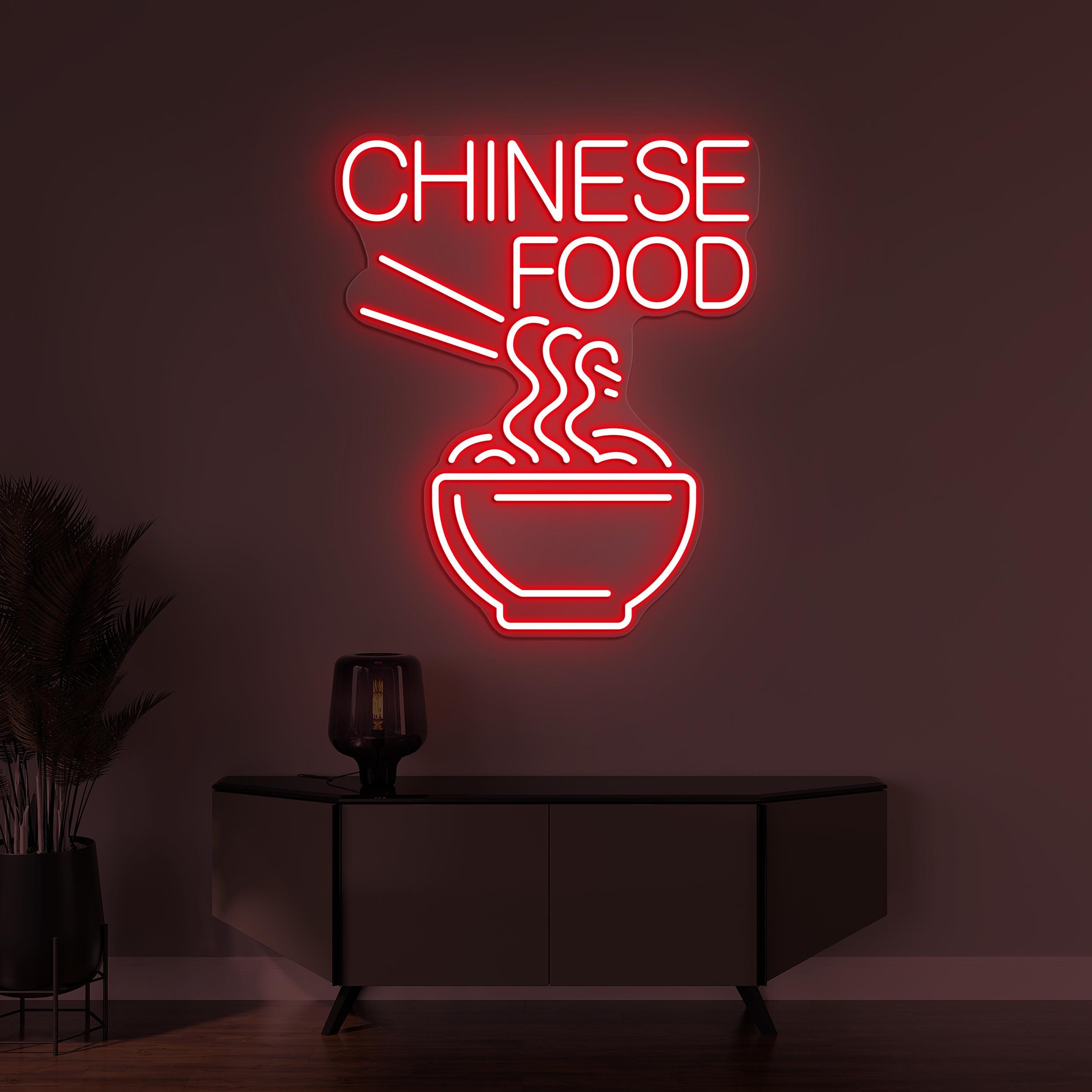 Chinese Food Neon Sign, Chinese Food LED Light, Asian Food Decor, Restaurant Wall Art, Custom Neon Sign, Personalized Chinese Food Light