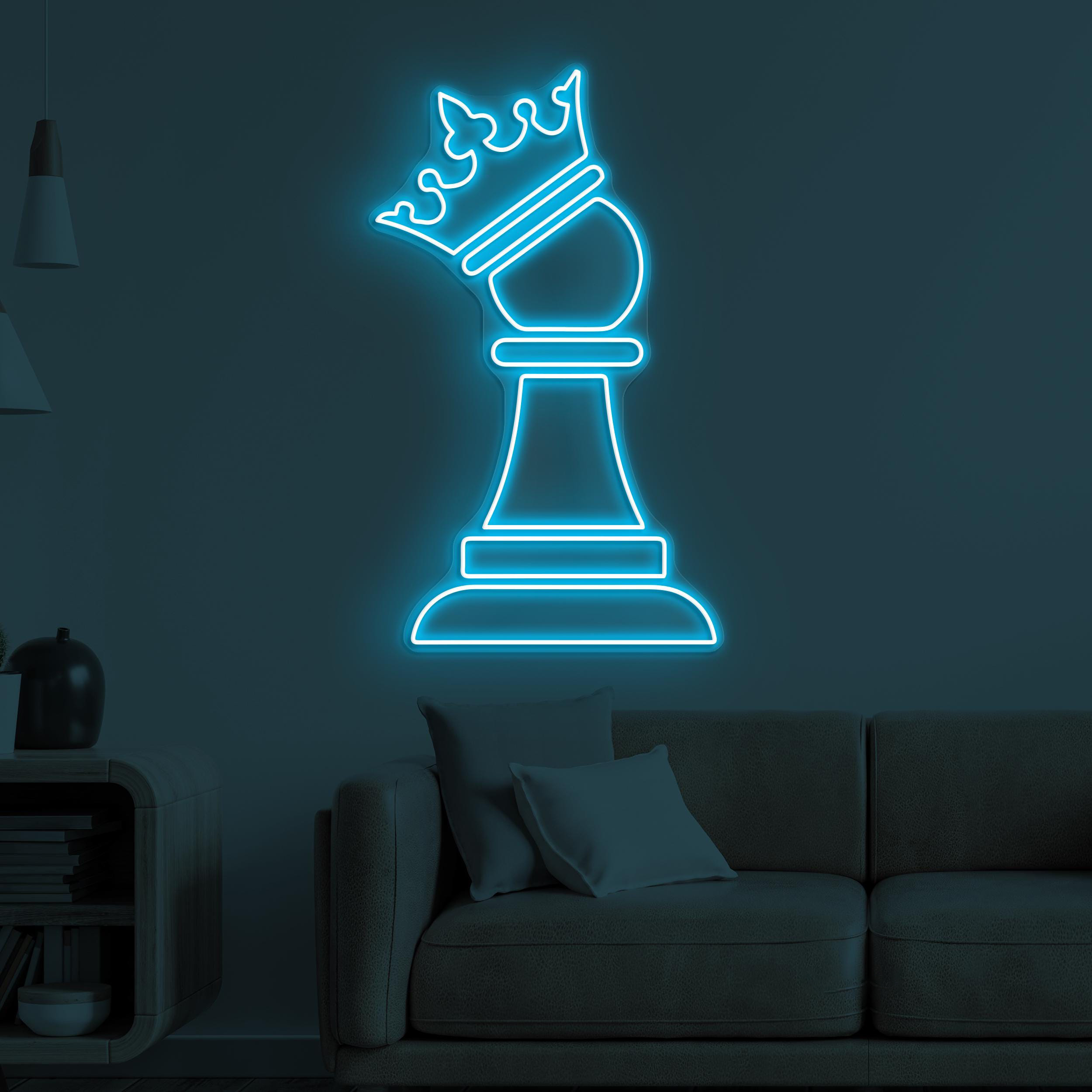 Chess King Neon Sign, Chess King LED Light, Checkmate LED Neon Art, Chessboard Neon Light, Game Room Wall Art, Office Wall Art, Custom Sign