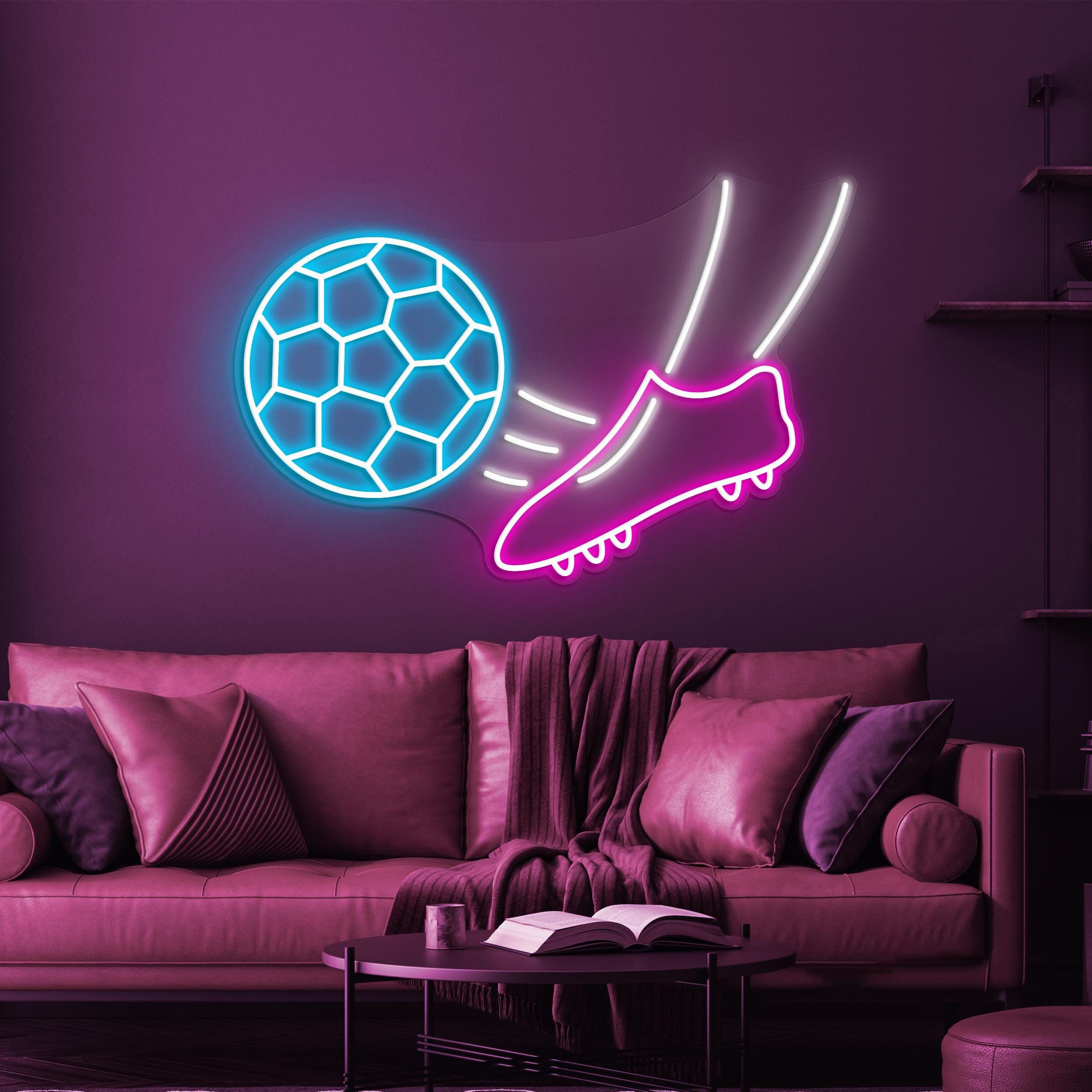 Foot Ball Kick Neon Sign, Ball Kick LED Light, Soccer Kick LED Neon Art, Sports Shop Wall Decor, Foot Ball Club Wall Art, Game Room Light
