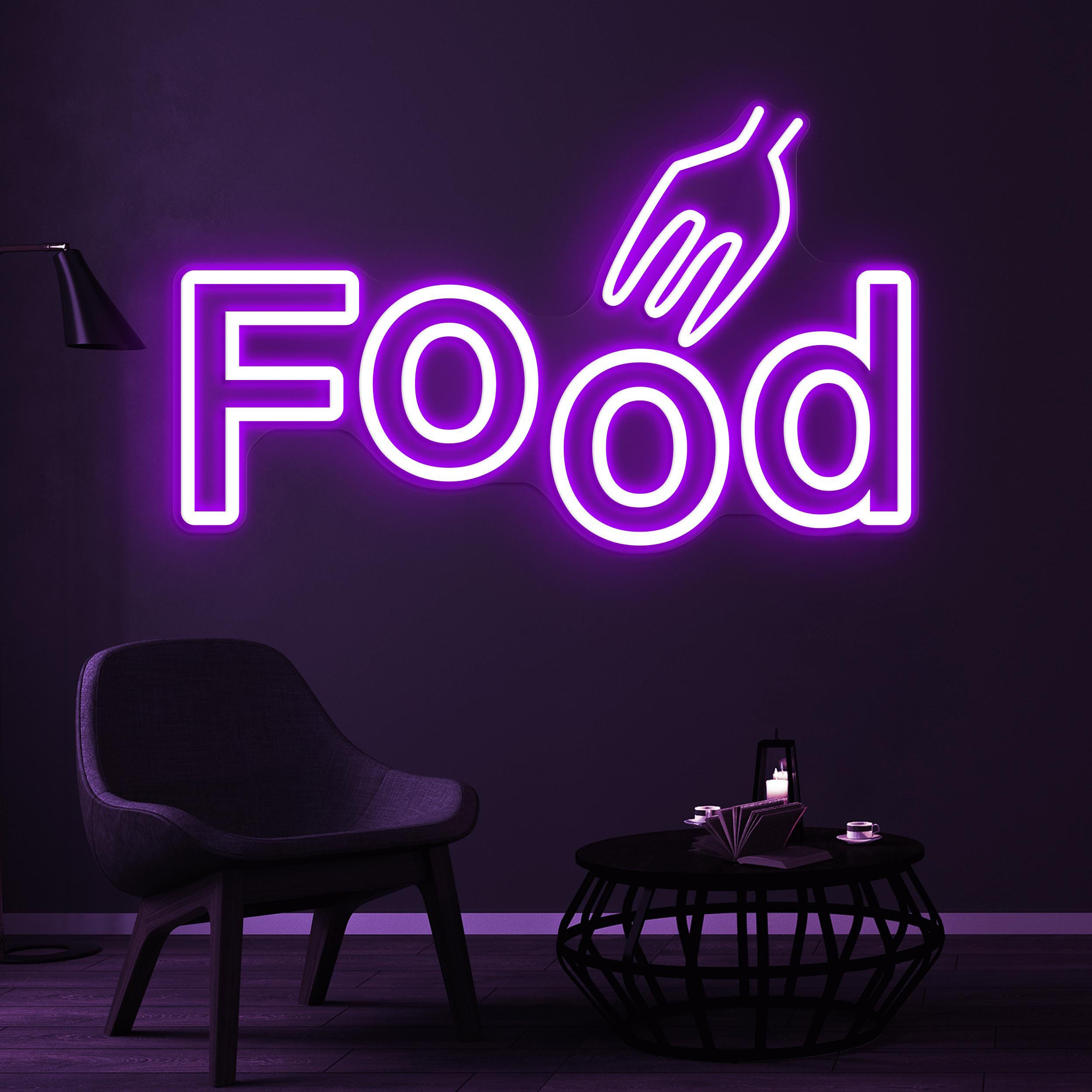 Food Neon Sign, Food LED Light, Fork Food Wall Decor, Restaurant Wall Art, Eat Food Neon Sign, Cafe and Bar Neon Light, Kitchen Neon Decor