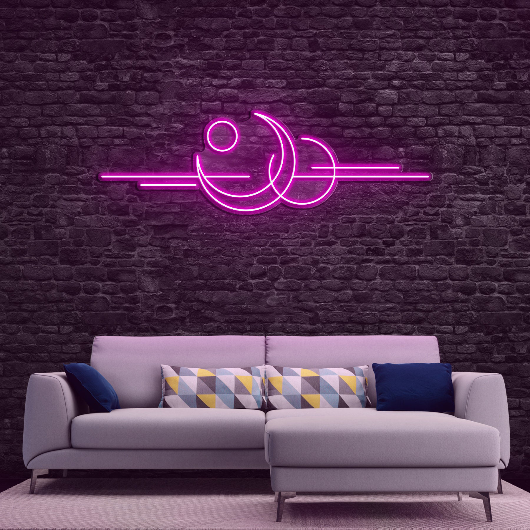 Moon Neon Sign, Moon Lines, Moon Wall Decor, Moon Phases and Sun Wall Sign, Decor for Home, Bedroom, Moon Phase Neon Sign, Lunar Wall Art