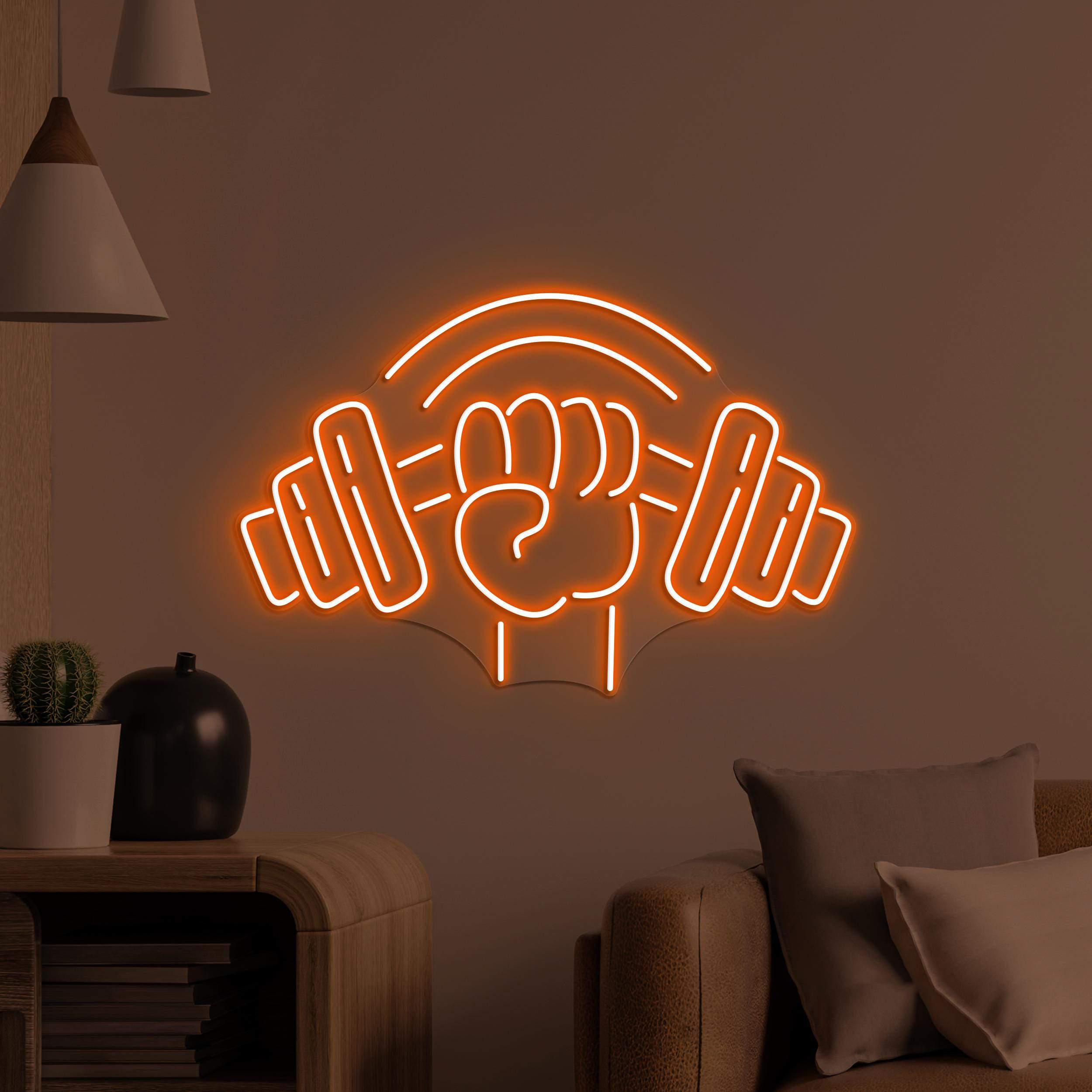 Weightlifting Neon Sign, Weightlifting LED Light, Dumbbell Wall Art, Hand Holding Dumbbell Decor, Gym Neon Light, Barbell & Fist Neon Art