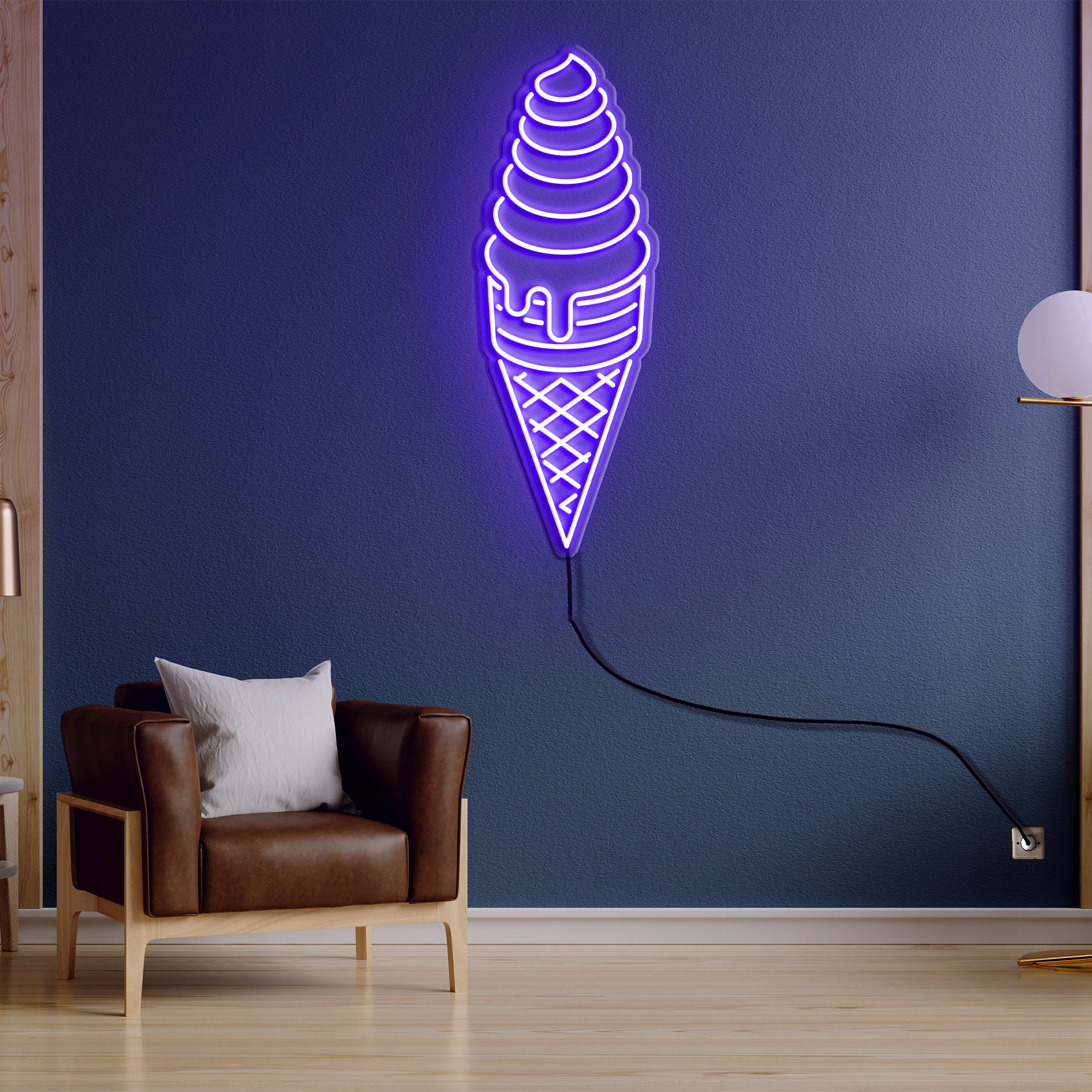 Ice Cream Cone Neon Light, Ice Cream Shop Decor, Ice Cream Neon Sign, Shop & Room Decor, Restaurant Personalized Gift, Kitchen Neon Light