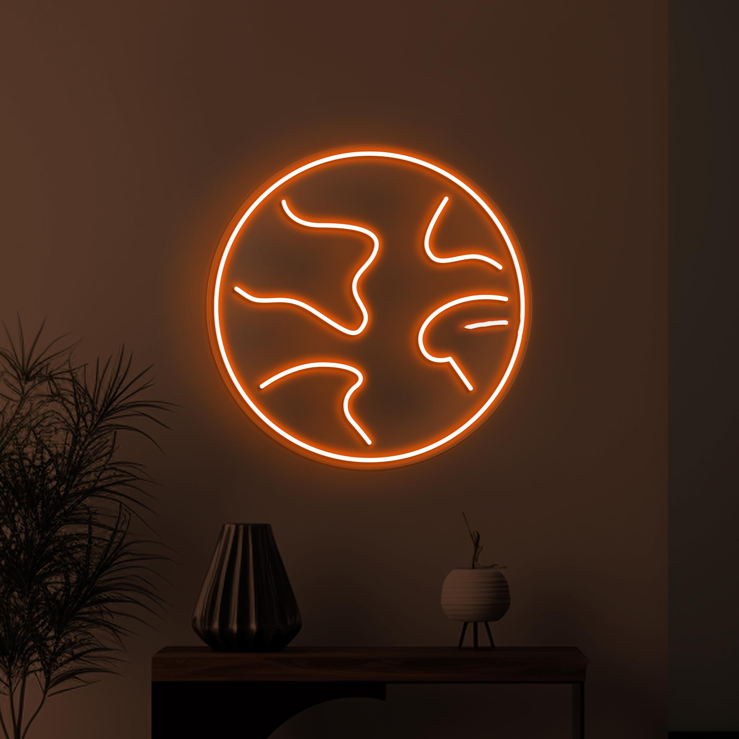 Earth Neon Sign, Earth LED Neon Art, Global Neon Light, World Travel Wall Decor, Planet Neon Decor, Home Wall Art, Custom Earth Led Light