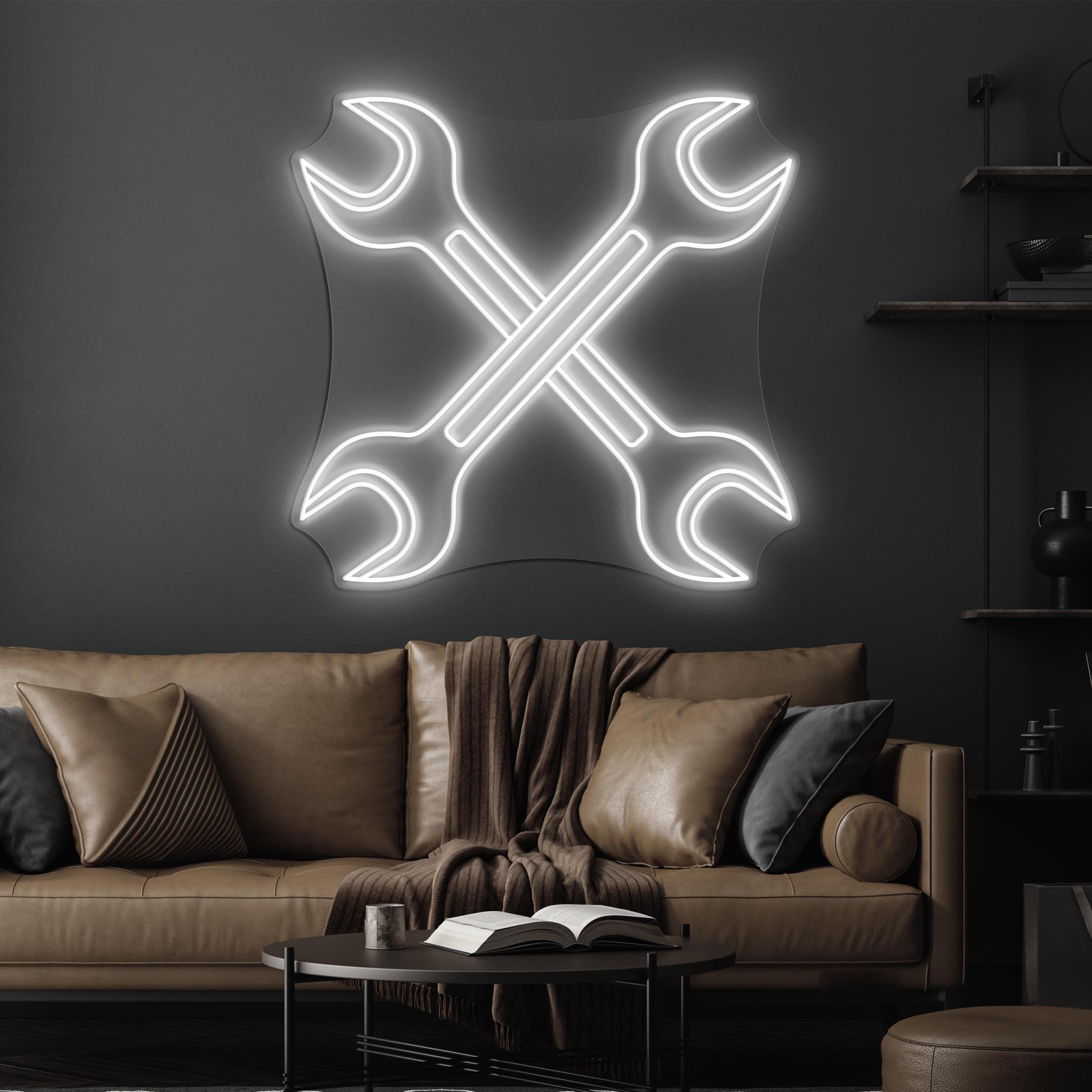 Wrenches Neon Sign, Wrenches LED Light, Mechanic Wall Decor, Garage Wall Art, Work Shop Neon Light, Car & Bike Repair Shop Art, Tools Decor