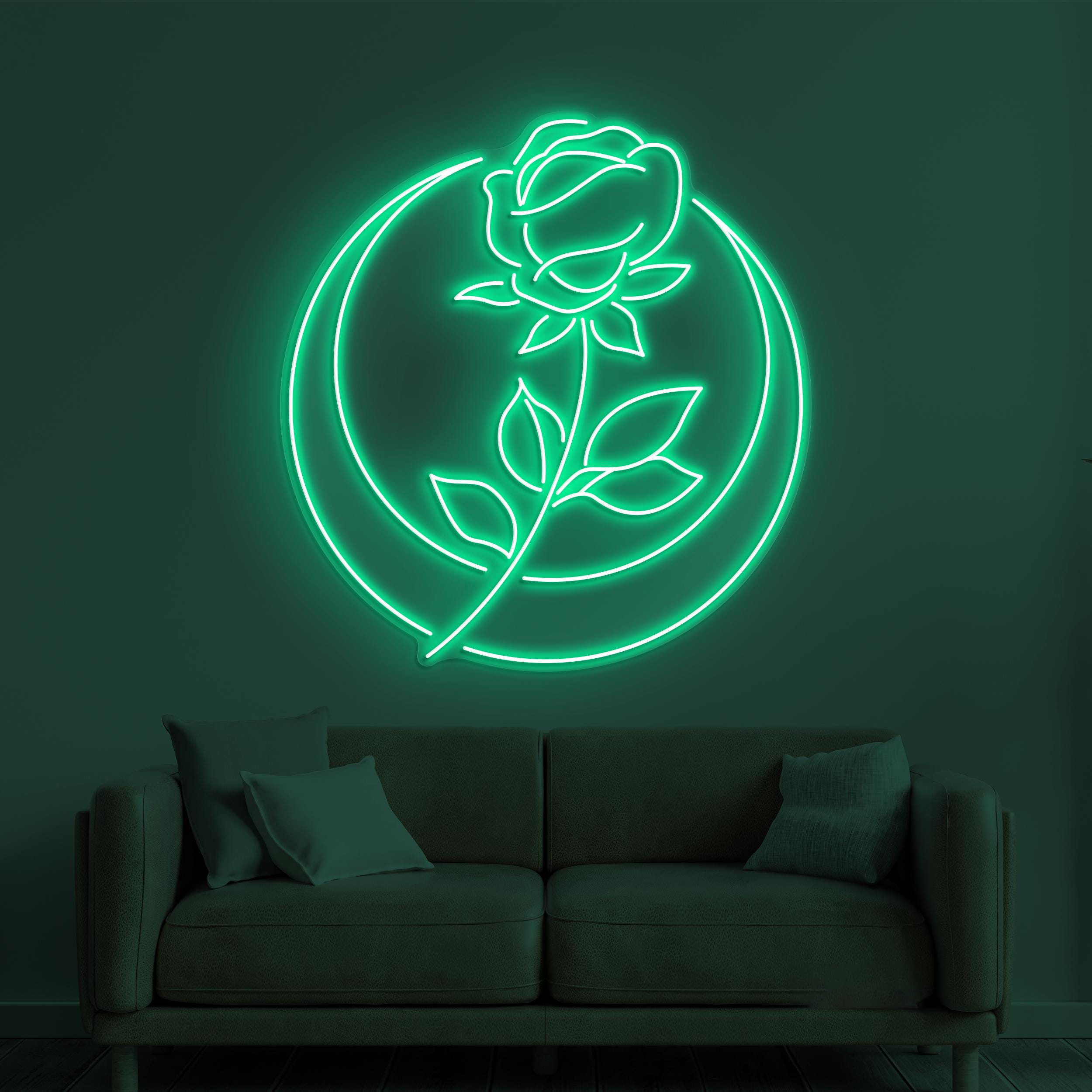 Moon Rose Flower Neon Sign, Moon Rose Flower LED Light, Flower Shop Wall Decor, Moon & Rose Wall Art, Wedding Party Decor, Moon Night Light