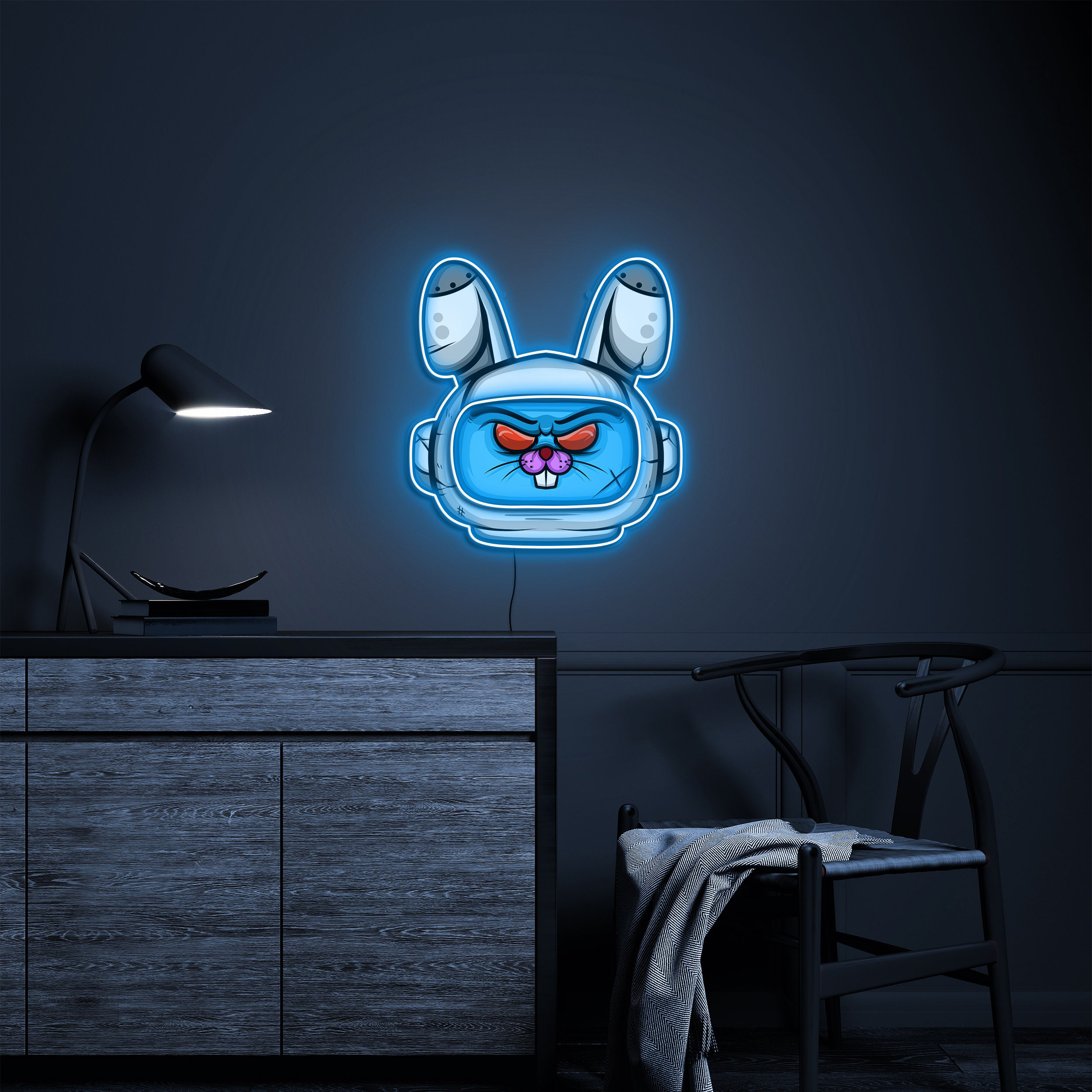 Astronaut Bunny Neon Sign, Rabbit head Neon Sign, Neon Pop Art Sign, Aastronaut Neon Sign, Bunny Neon light, Bunny Led Wall And Desk decor