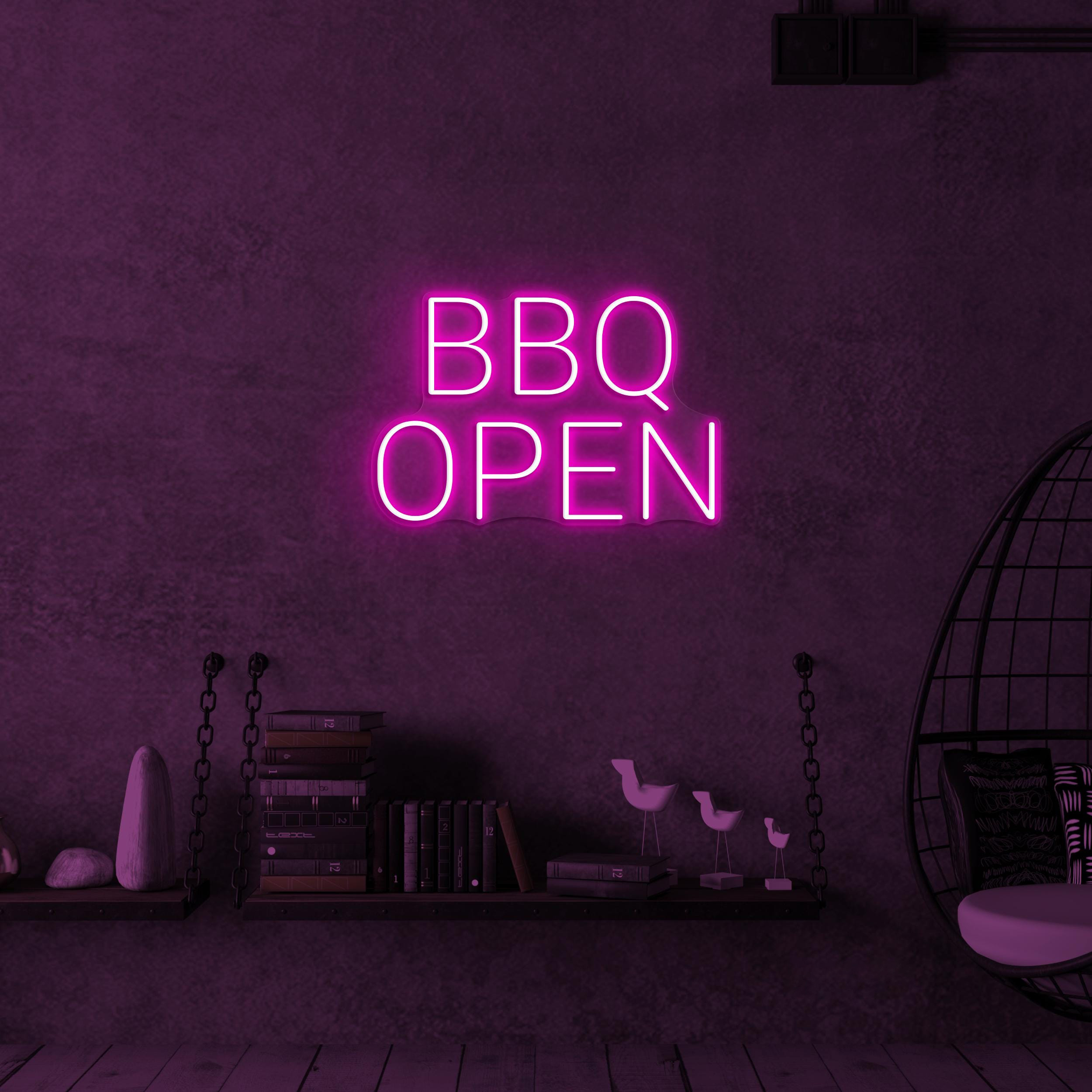 BBQ Open Neon Sign, BBQ open Led Light, BBQ Wall Decor, Restaurants Wall Art, Open Neon Sign, Welcome Wall Sign, Opening Door Shop Neon Art