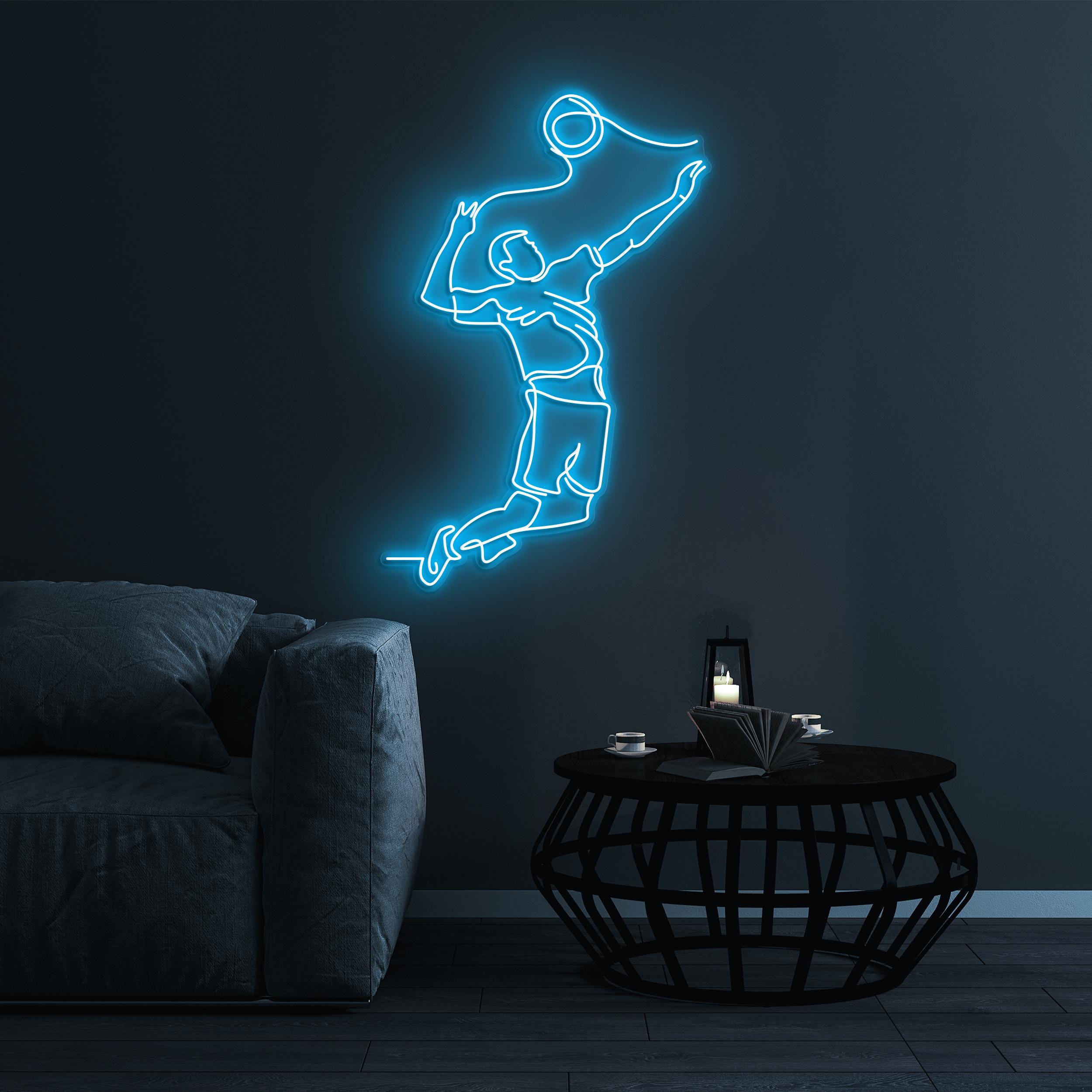 Jumping Player Neon Sign, Jumping Player LED Light, Sports Man LED Neon Art, Sports Club Wall Art, Gallery Wall Decor, Game Room Wall Art
