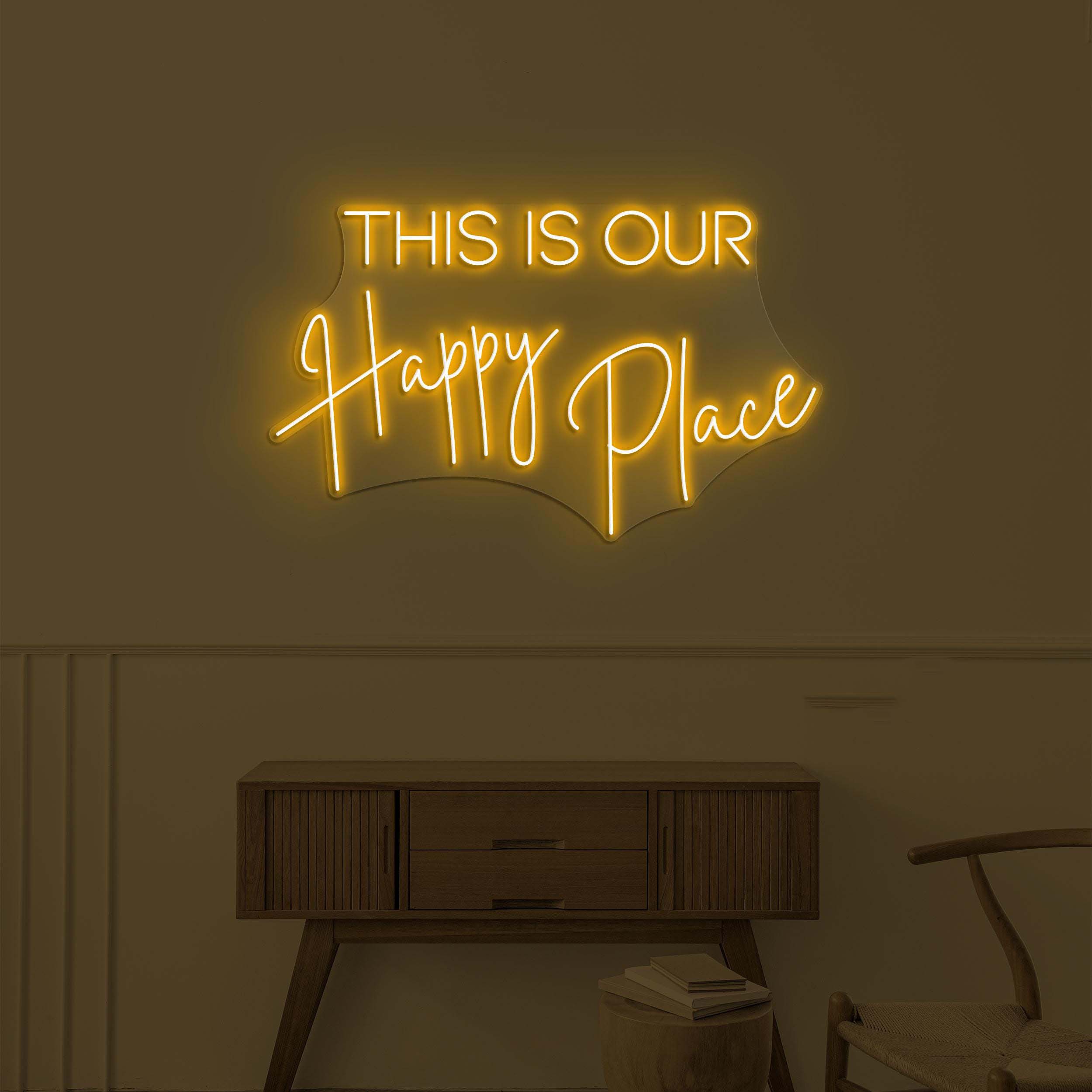 This is Our Happy Place Neon Sign, This is Our Happy Place LED Light, Positive Vibes Art, Home Room Decor, Cozy Corner Sign, Good Energy Art