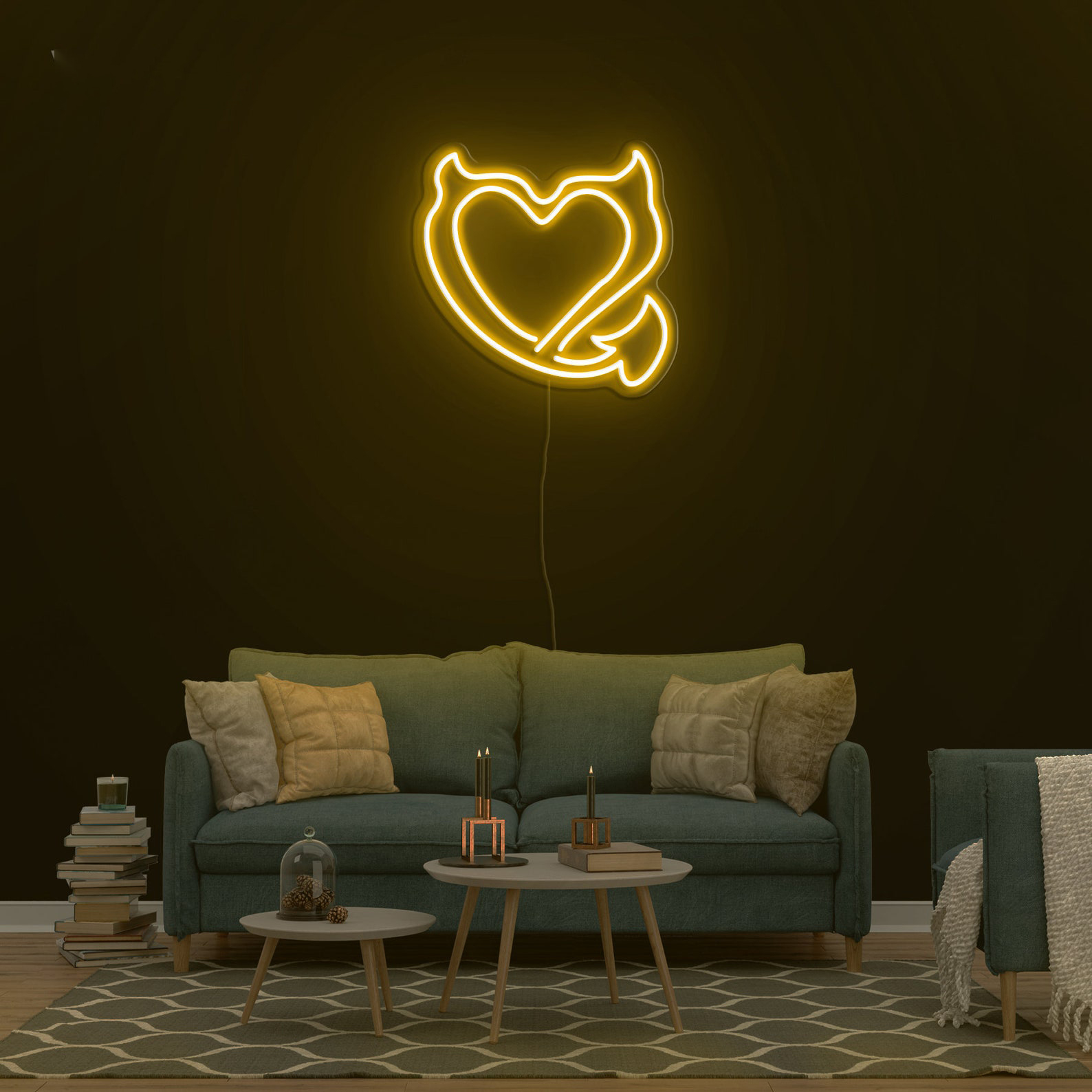 Devil Heart Neon Sign, Devilish Heart Wall Light, Heart Neon Sign, Heart Neon Lights for Bedroom, Wedding, Kids Room, Gift for Heart Lovers