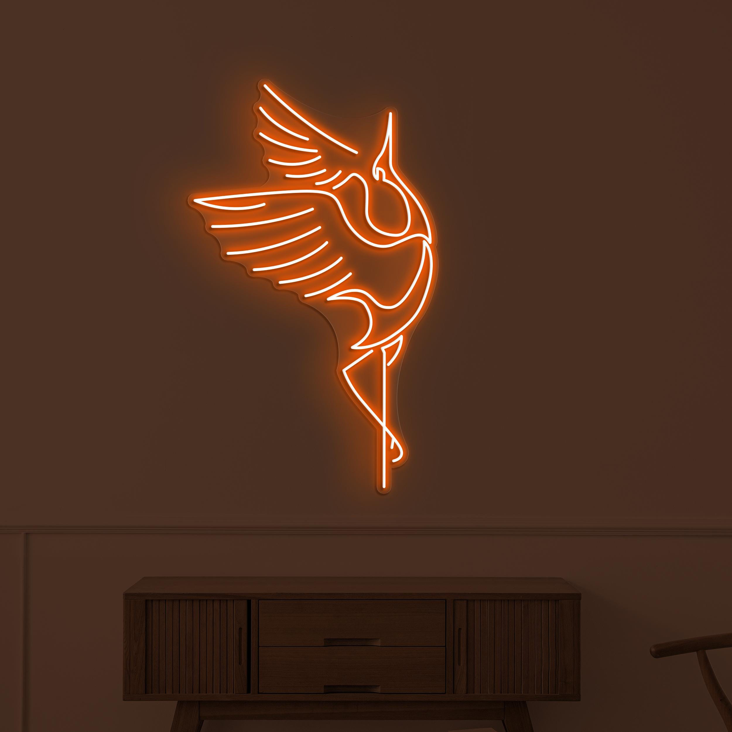 Crane Bird Neon Sign, Crane Bird Led Sign, Flying Crane Wall Art, Birds Shop Wall Decor, Crane Lover Light, Home Led Art, Japanese Bird Sign