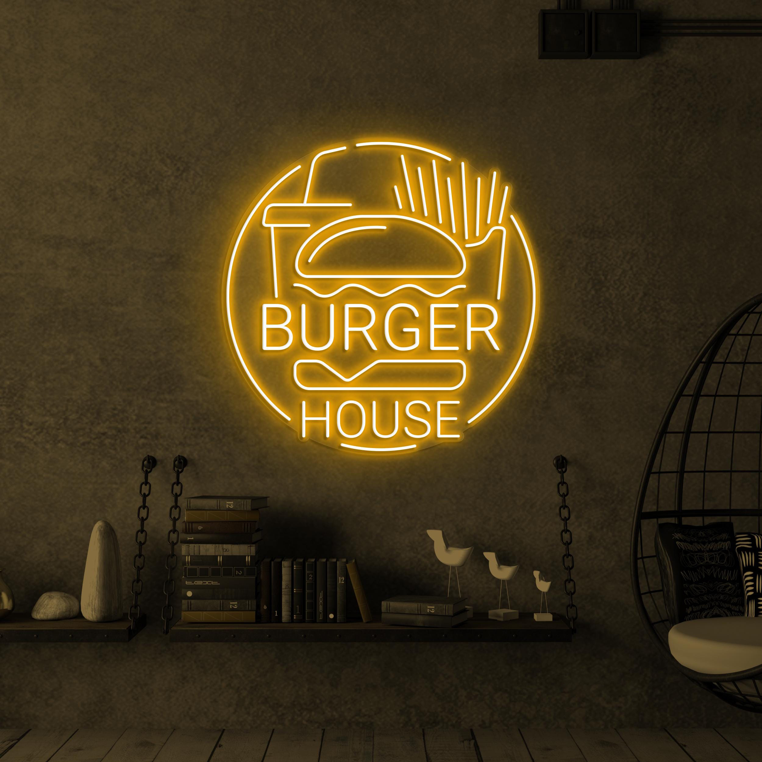 Burger House Neon Sign, Burger House LED Light, Fast Food Restaurant Decor, Burger Lover Sign, Fast Food Neon Art, Burger Shop Neon Decor