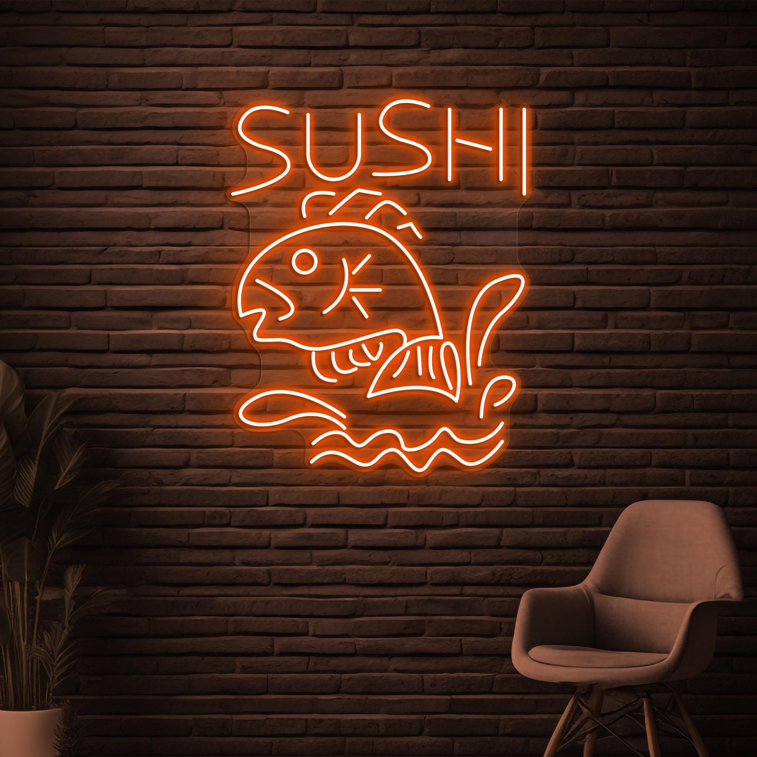 Sushi Neon Sign, Sushi LED Light, Sushi Fish LED Light, Japanese Restaurant Wall Decor, Japanese Food Neon Art, Fish Shop Wall Neon Art
