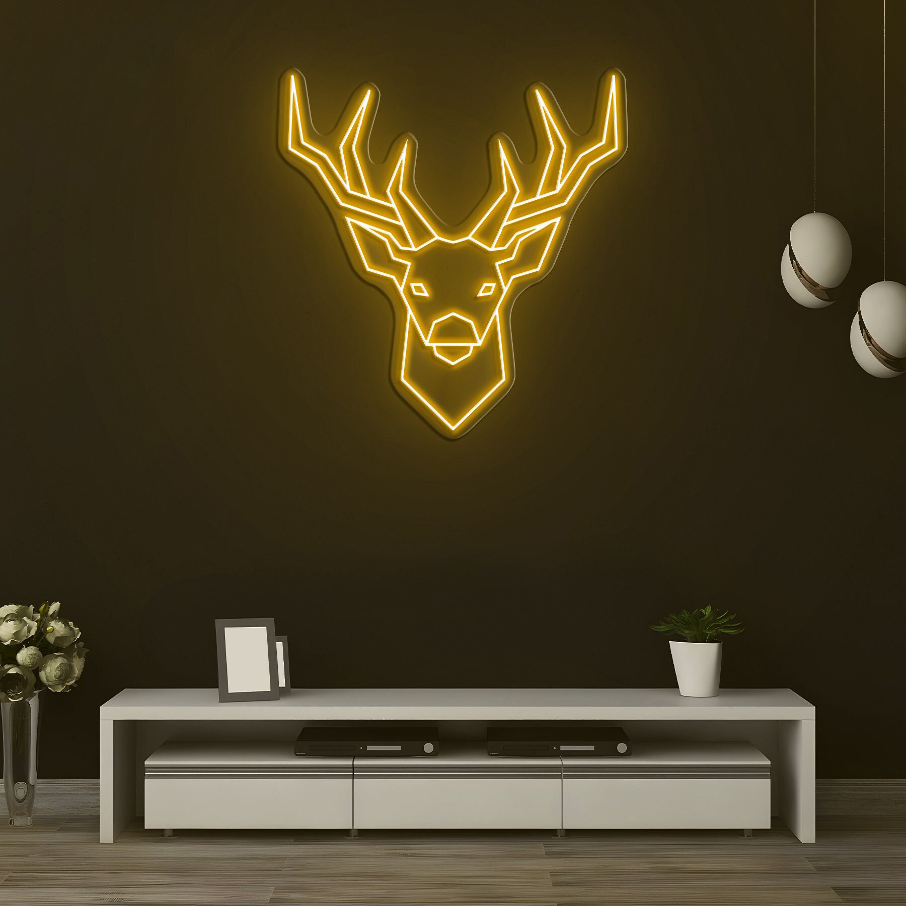 Geometric Deer Neon Sign, Deer Head LED Light, Deer Wall Art, Deer Neon Art Sign, Home Decor, Wall Decor for Living Room, Bedroom, Man Cave