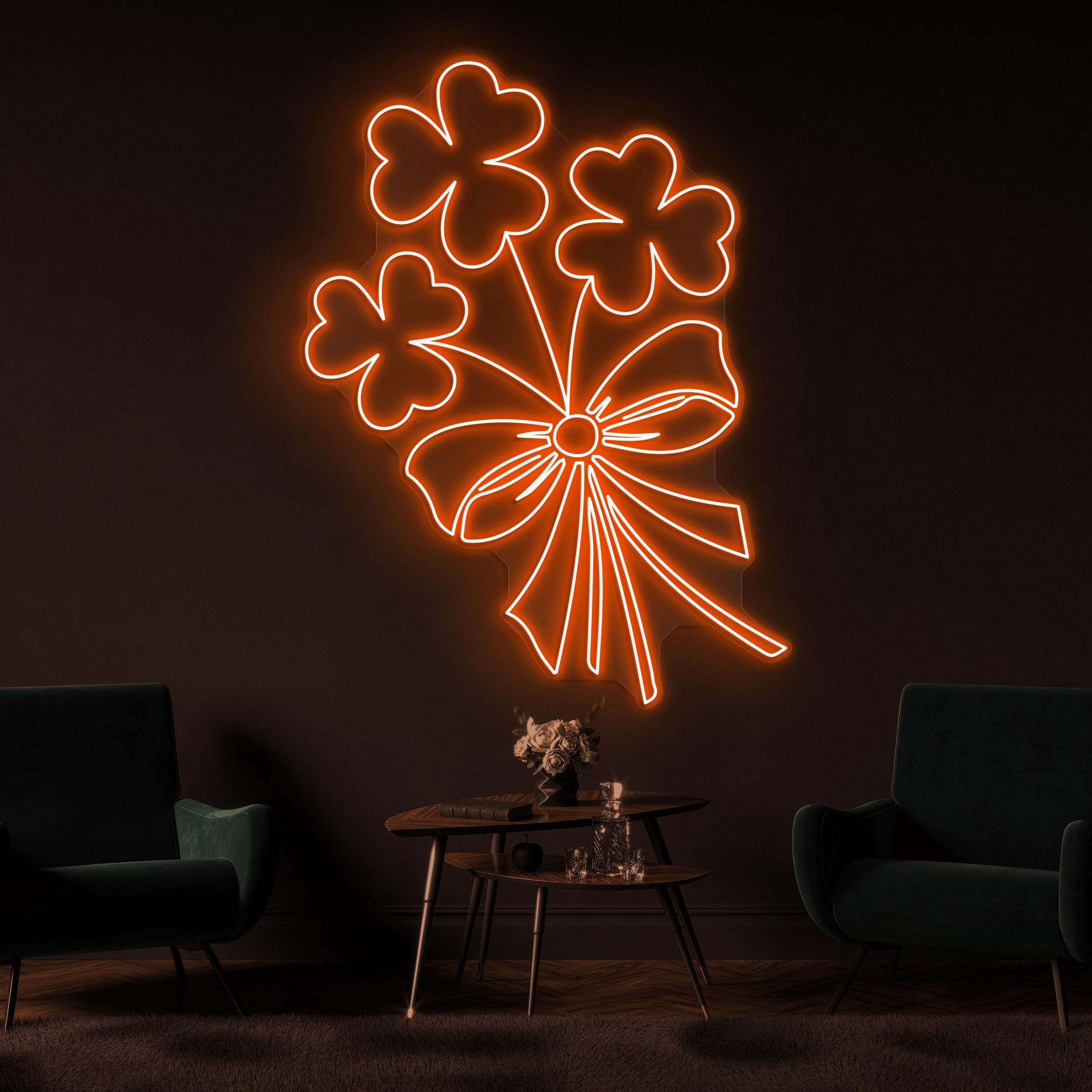 Shamrock Neon Sign, Shamrock LED Light, Clover Leaf Wall Art, Wedding Neon Light, Decor for Home, Party, Garden, Birthday, Gift For Couple