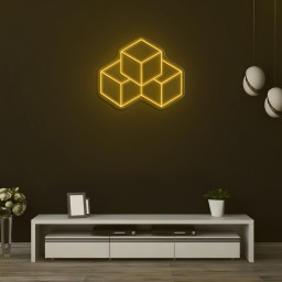 3D Cubes Neon Sign, Geometric Wall Decor, LED Cube Light, Cubes Neon Art, Gift Idea, Home Decor for Living Room, Bedroom, or Office,Neon Art