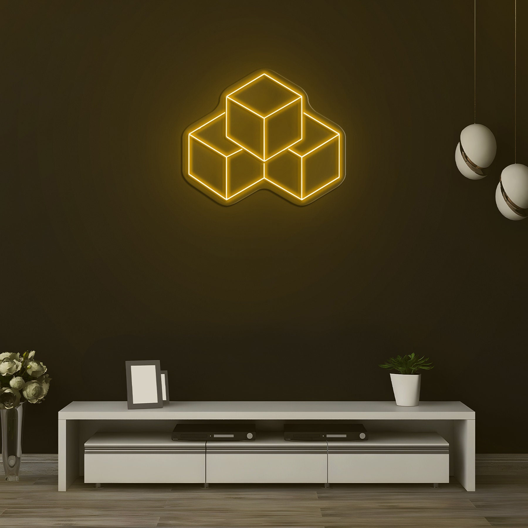 3D Cubes Neon Sign, Geometric Wall Decor, LED Cube Light, Cubes Neon Art, Gift Idea, Home Decor for Living Room, Bedroom, or Office,Neon Art