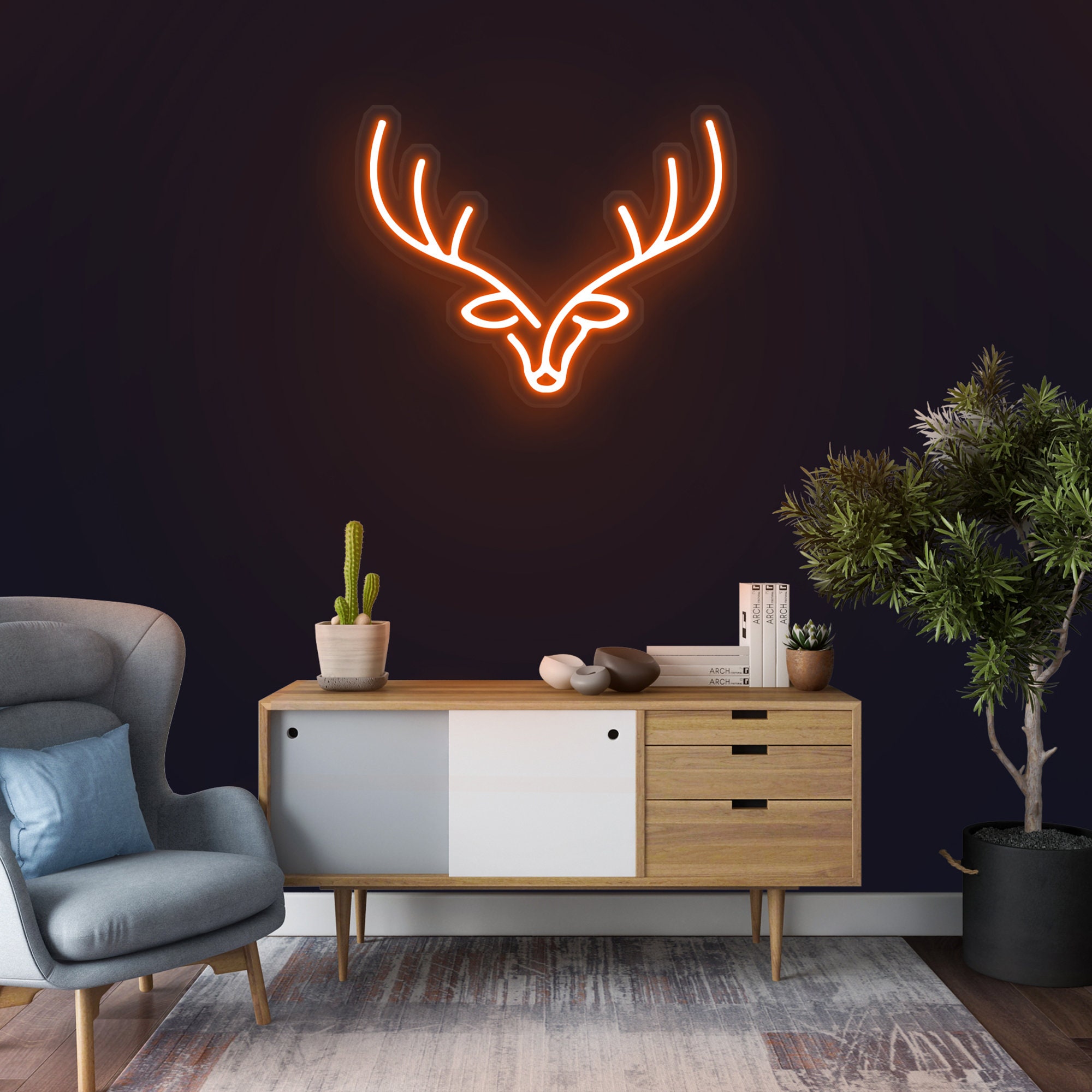 Reindeer Elk Deer Neon Sign, Deer LED Light, Deer Wall Art, Deer Light, Christmas and Party Decor, Deer Head Neon Sign, Children's Gift Idea
