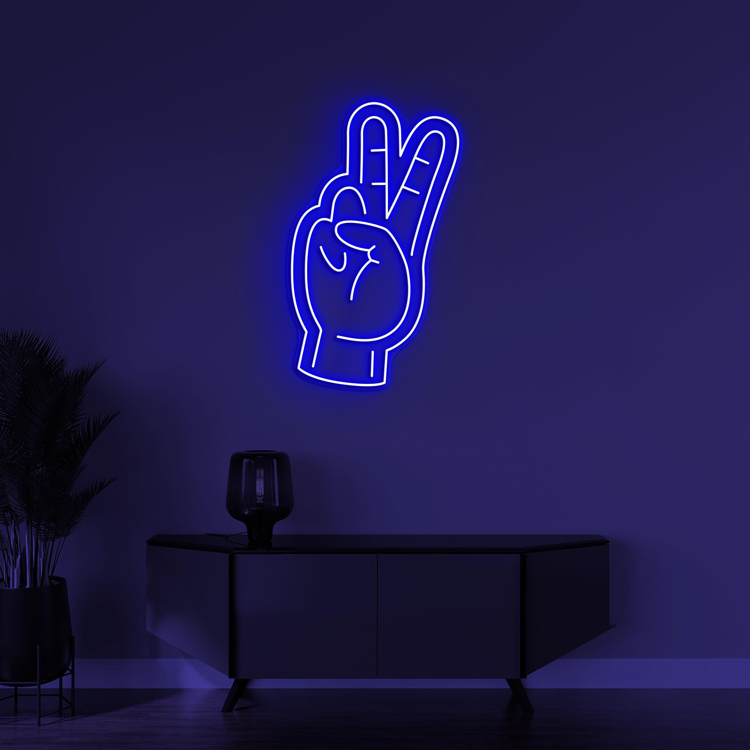 Hand Neon Sign, Victory LED Light, Positive Wall Decor, Peace Neon Sign, Home Neon Light, Cafe, Bar & Studio Led Sign, Game Room Decor