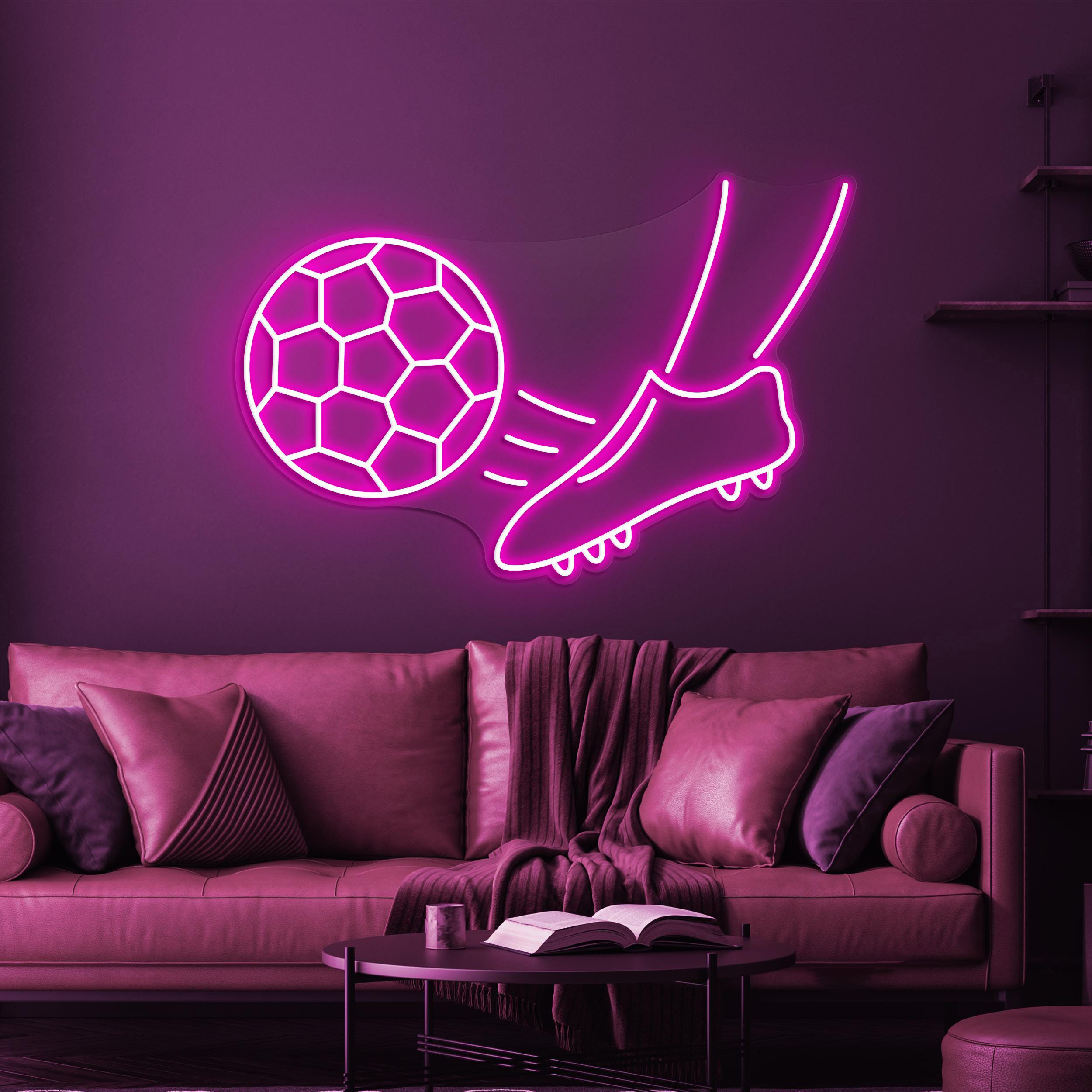 Foot Ball Kick Neon Sign, Ball Kick LED Light, Soccer Kick LED Neon Art, Sports Shop Wall Decor, Foot Ball Club Wall Art, Game Room Light