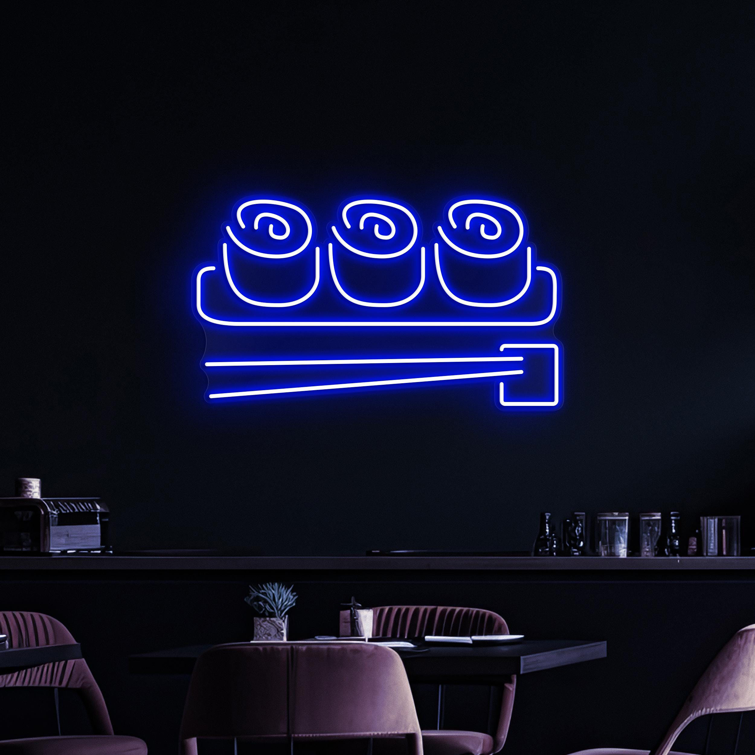 Sushi Neon Sign, Sushi LED Light, Japanese Food Wall Decor, Kawaii Food Wall Art, Japanese Restaurant Neon Light, Cafe and Bar Neon Decor
