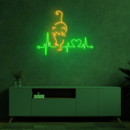 Heartbeat Cat Neon Sign, Heartbeat LED Light, CatBeat Neon Art, Cat Heartbeat Wall Decor Sign, Heartbeat Love Pet Decor, Heartbeat Wall Art