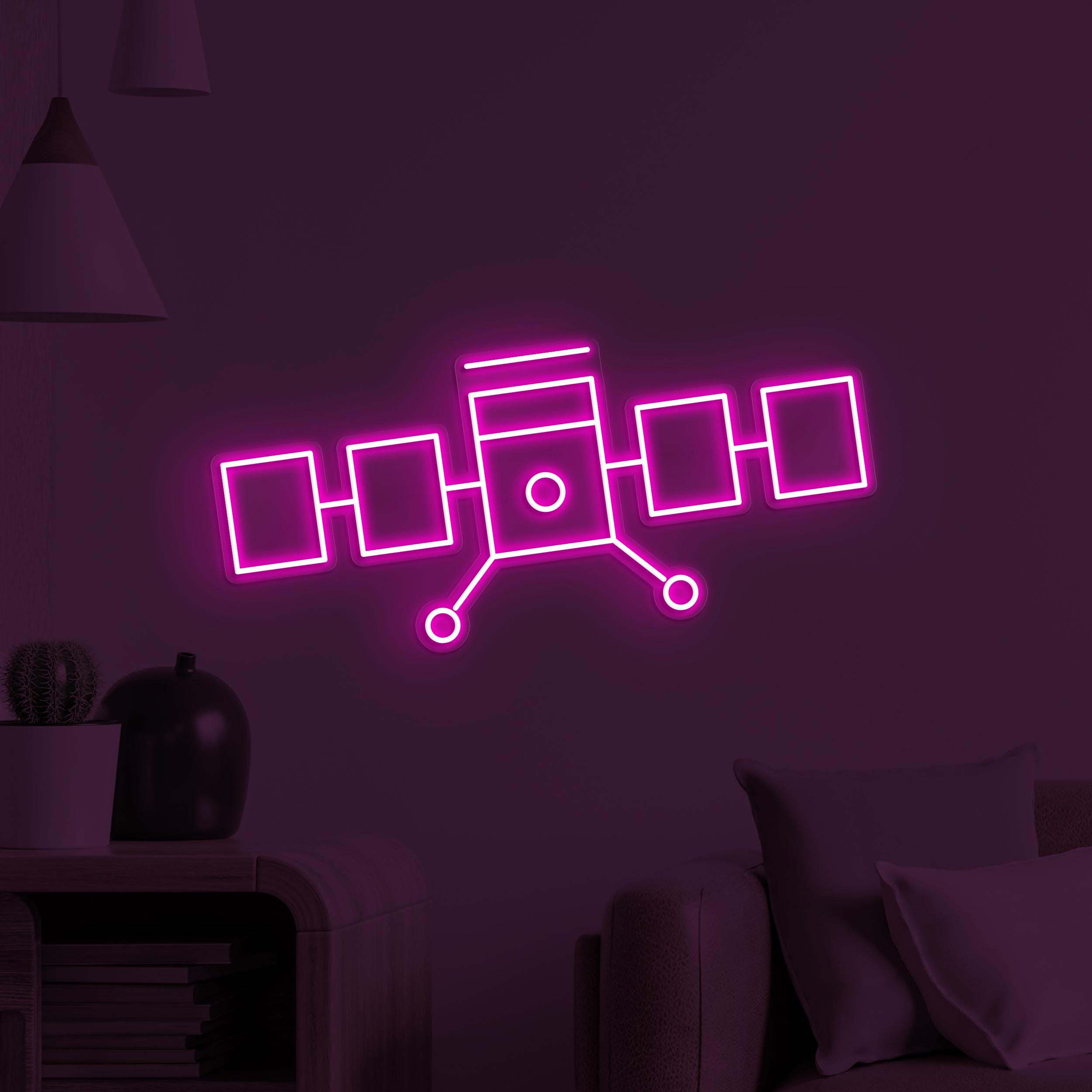 Satellite Neon Sign, Satellite LED Light, Space Satellite Wall Decor, Home Wall Art, Planet Neon Decor, Cafe and Bar Neon Light, Custom Sign