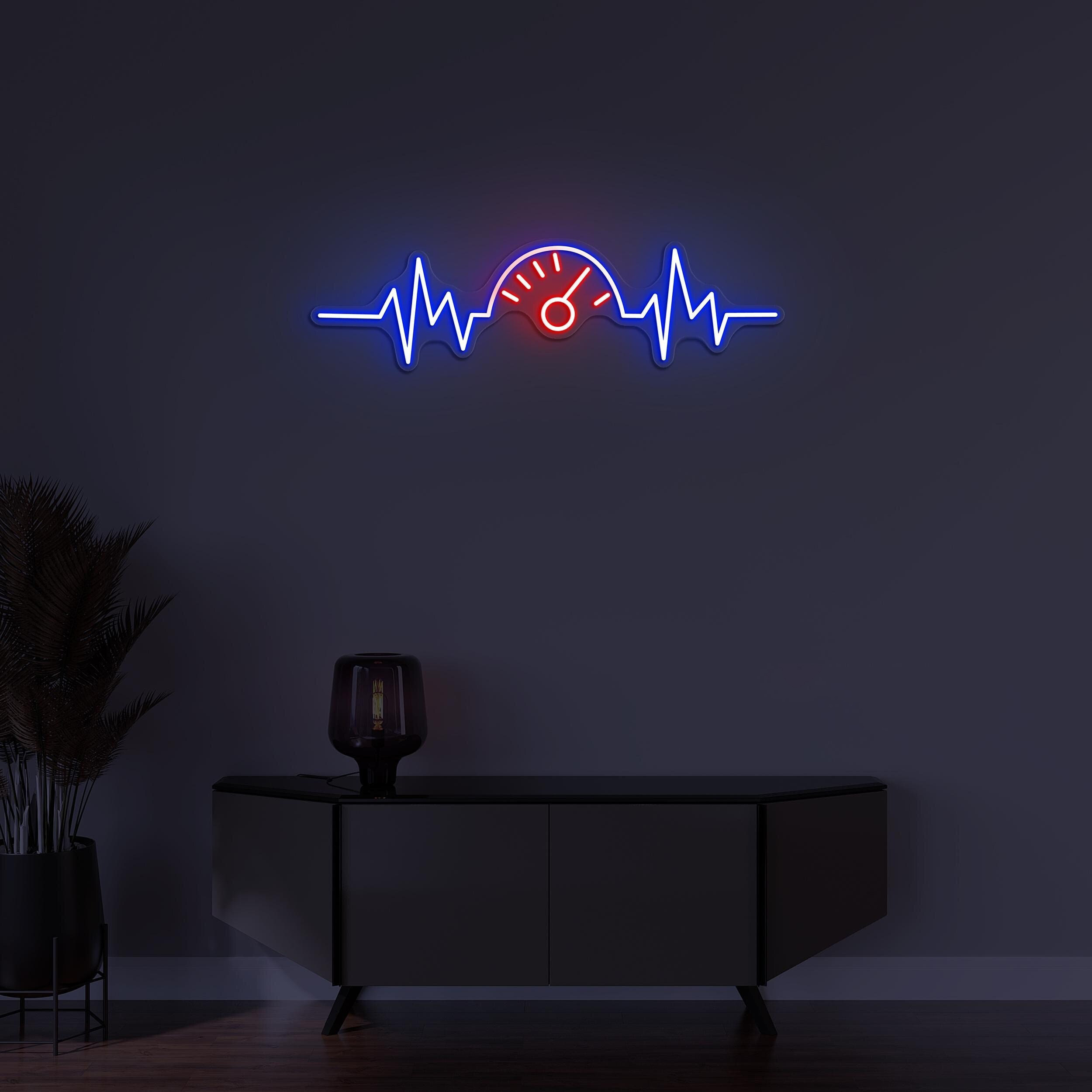 Speedometer Neon Sign, Speedometer LED Light, Speedometer Heartbeat Wall Decor, Workshop Wall Art, Home Neon Light, Heartbeat Neon Sign