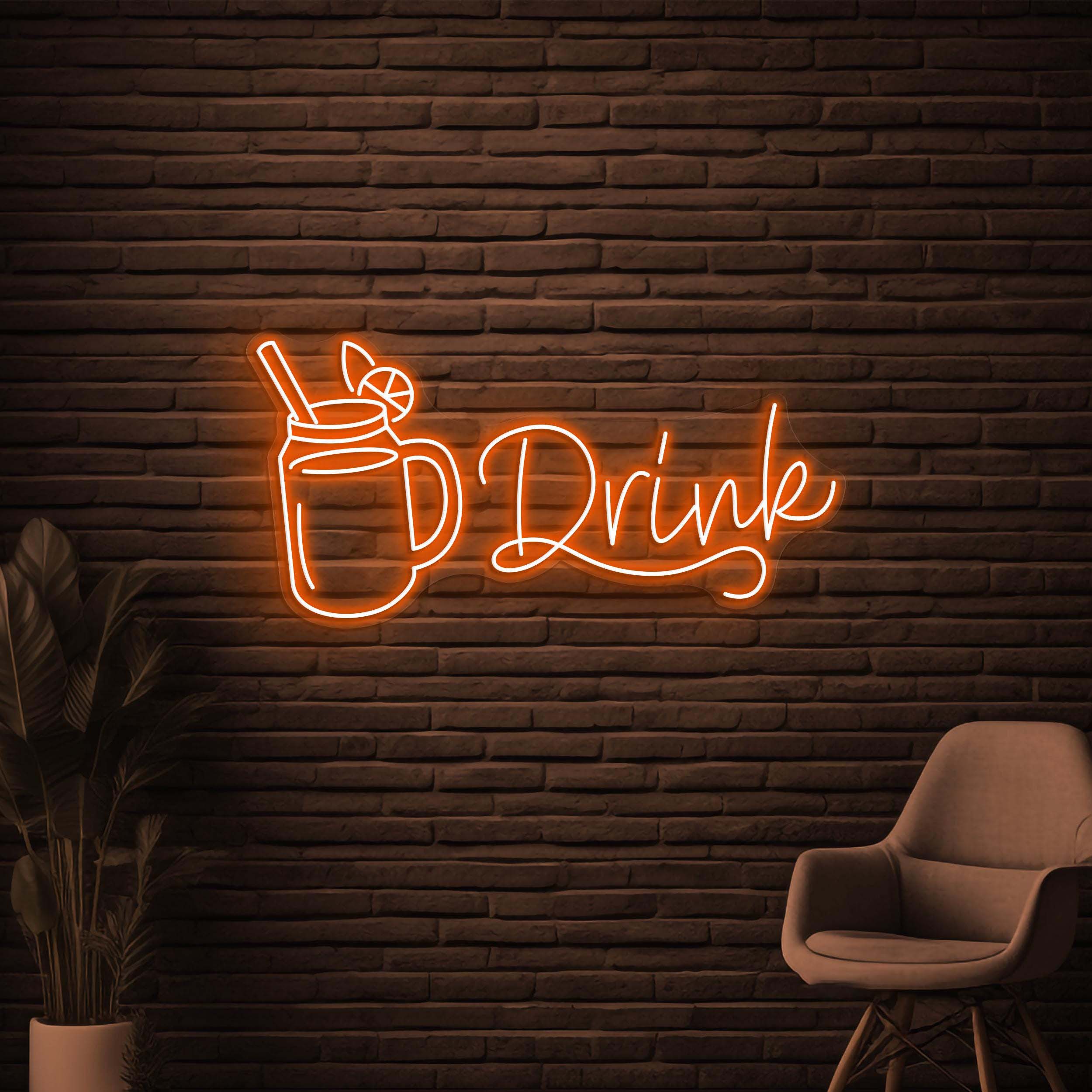 Drink Neon Sign, Drink LED Light, Drink Up Wall Art, Bar Wall Decor, Juice Shop Neon Light, Cocktail Neon Sign, Drunk Art, Drink Corner Sign