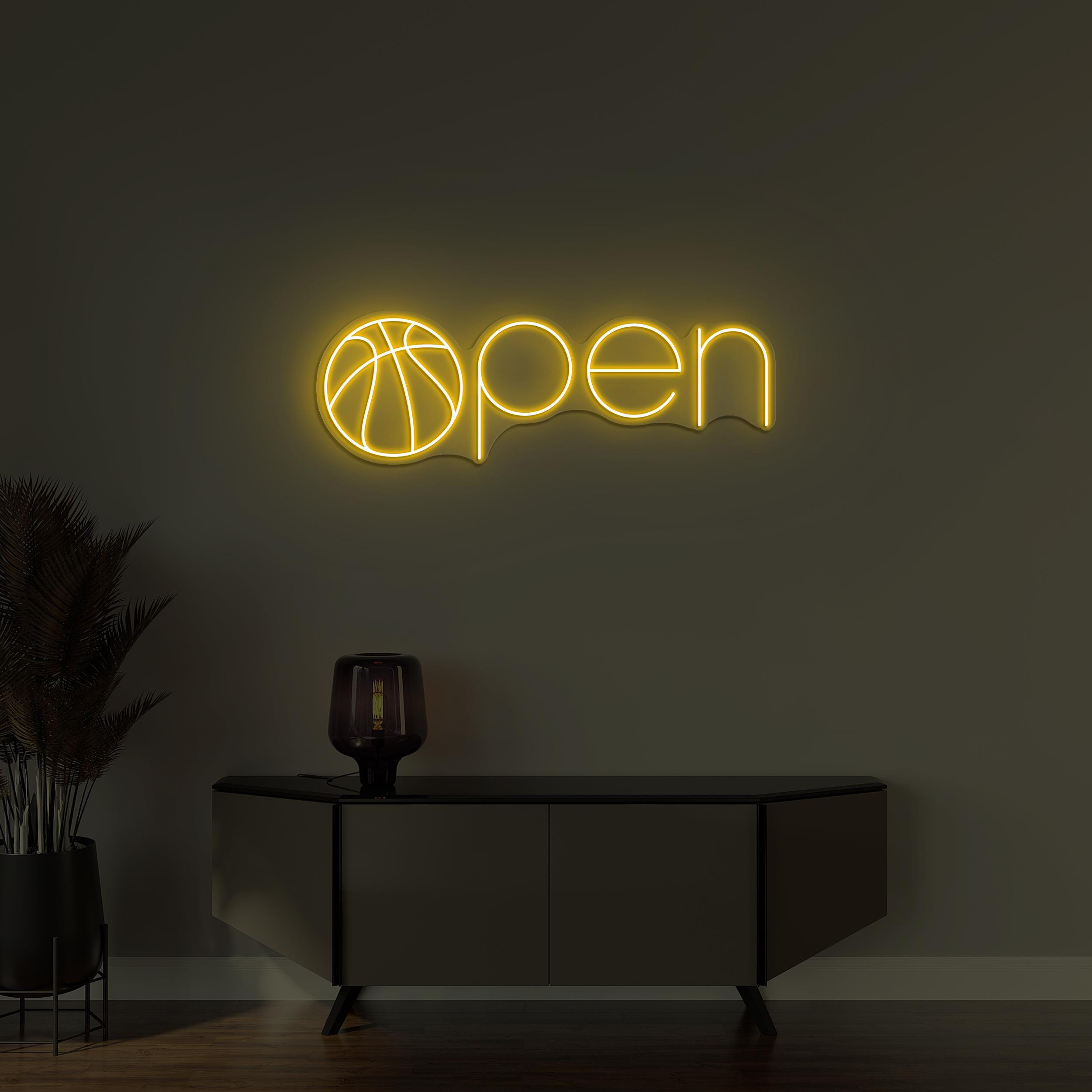 Open Neon Sign, Open LED Light, Basketball Club Wall Decor, Basketball Court Open Wall Art, Sports Shop Led Sign, Business Neon Wall Light