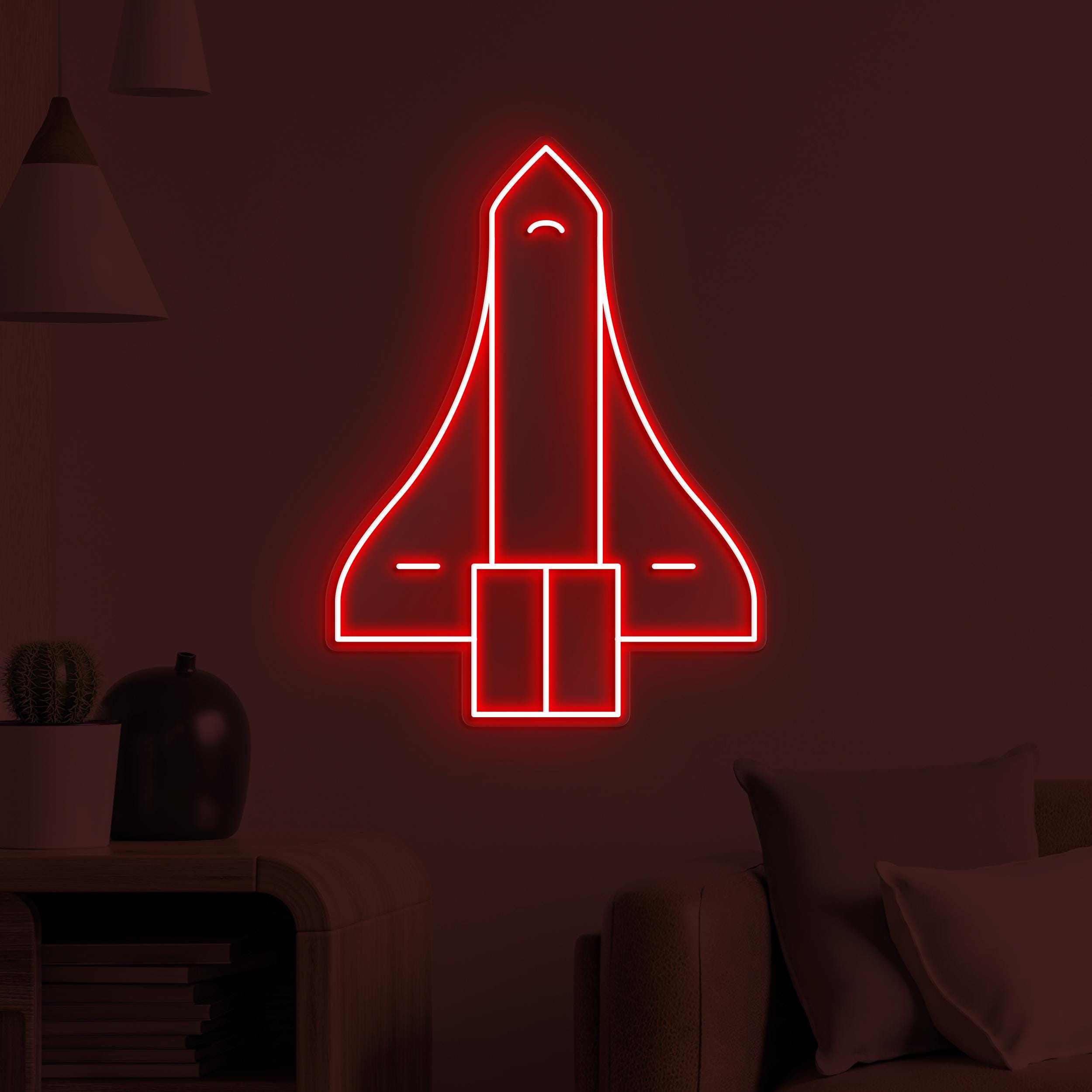 Space Shuttle Neon Sign, Space Shuttle LED Light, Rocket Ship Wall Art, Space Flight Sign, Kids Room Wall Decor, Gaming Room Neon Light