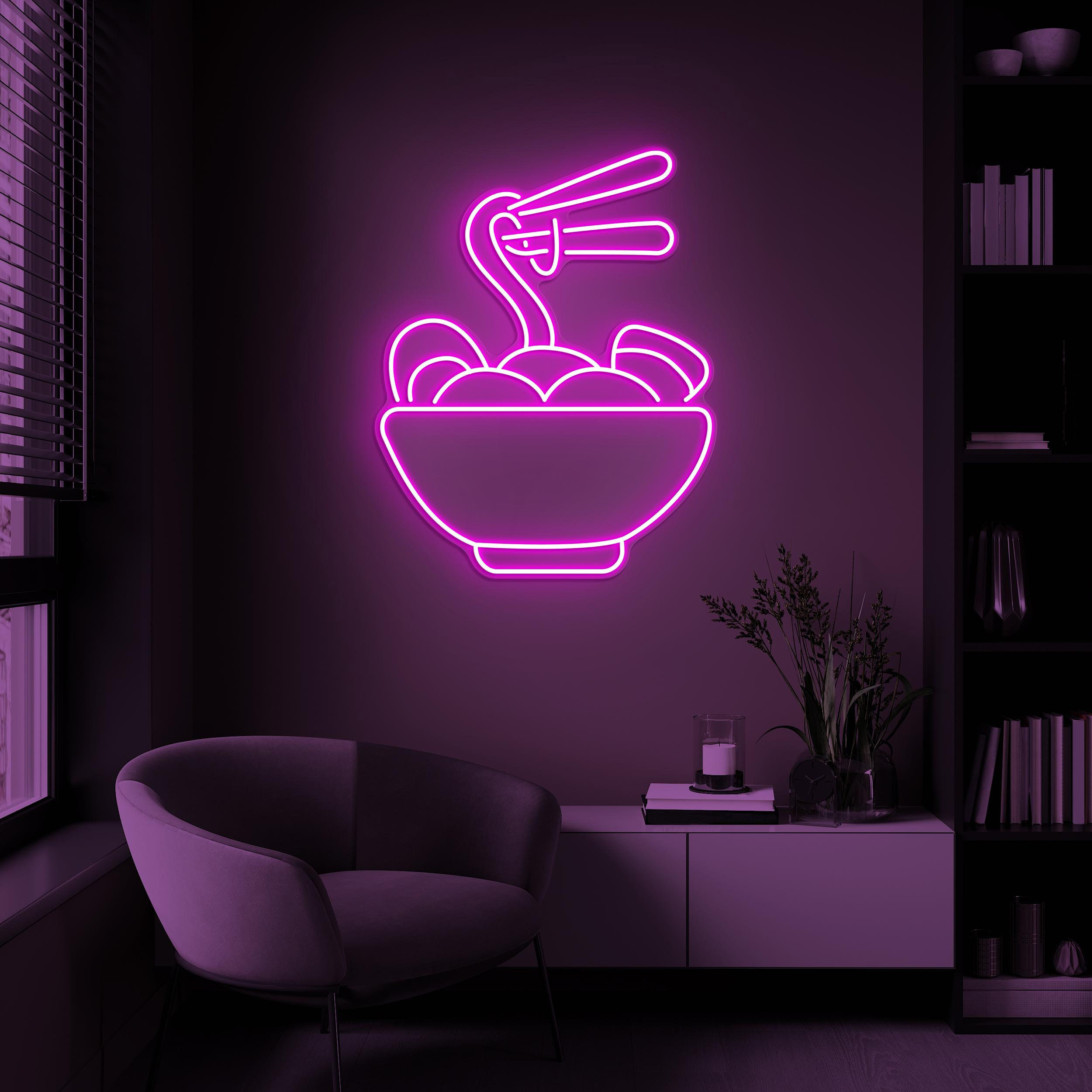 Ramen Bowl Neon Sign, Ramen Bowl LED Light, Ramen Noodles Bowl Wall Art, Ramen Lover Gift, Kitchen & Restaurant Wall Decor, Noodle LED Sign