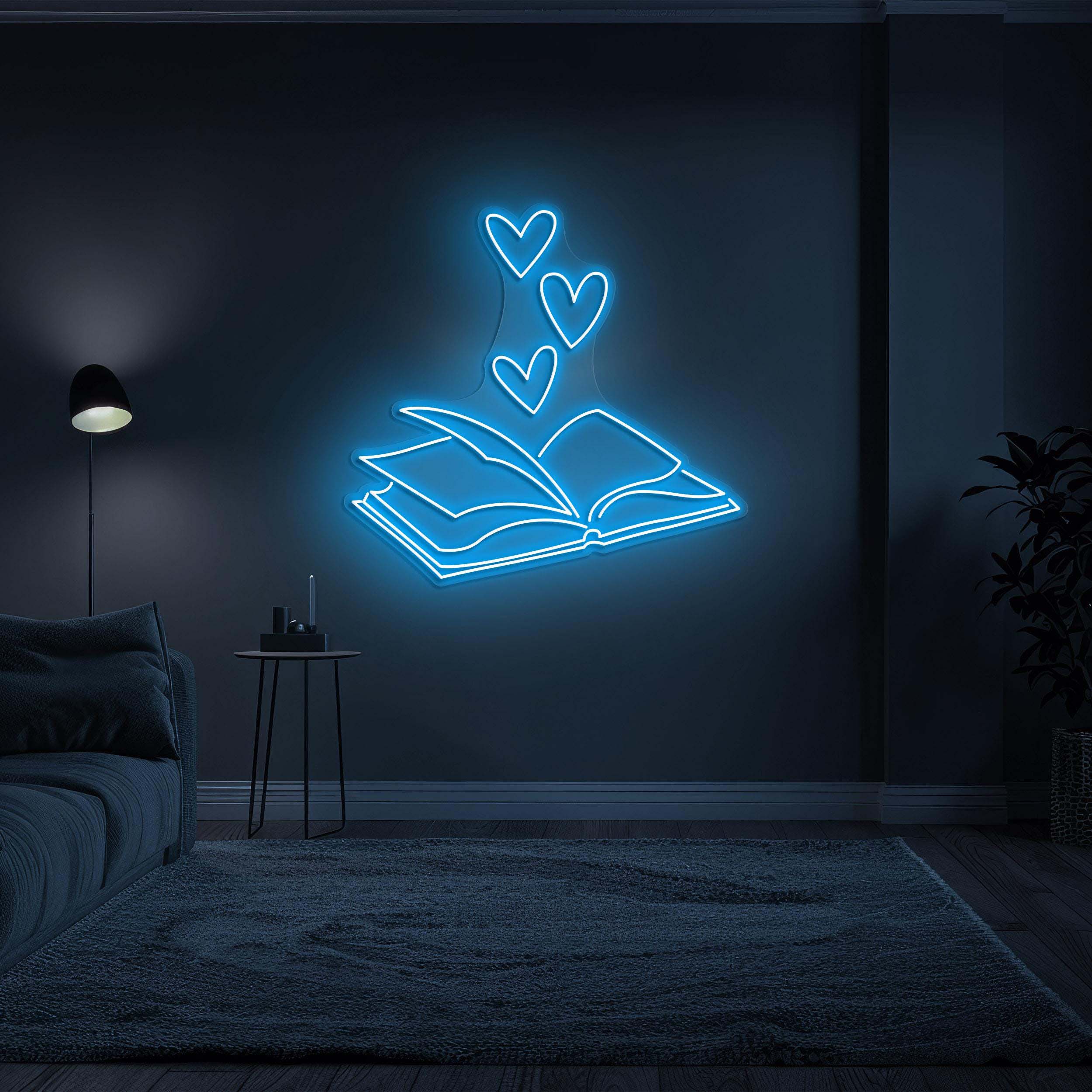 Book Hearts Neon Sign, Book Hearts LED Light, Hearts Neon Art, Book Hearts Wall Decor, Book Lovers Gift, Library Wall Art, Book Store Decor