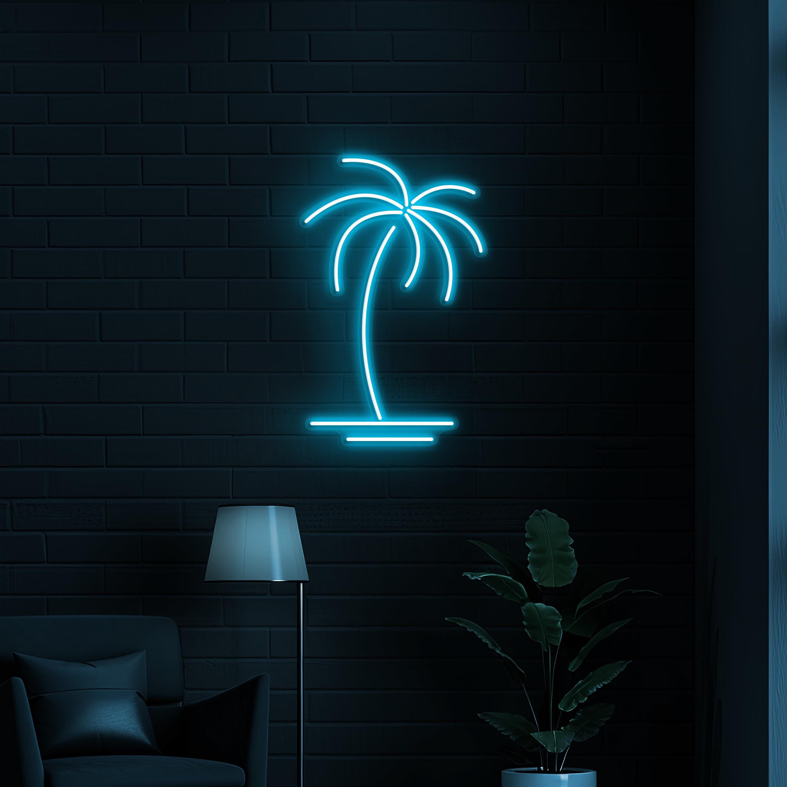Palm Tree Neon Sign, Palm Tree LED Light, Palm Tree Wall Decor, Summer Beach Art, Island Wall Art, Coconut Tree Sign, Beach Home, Cafe Decor