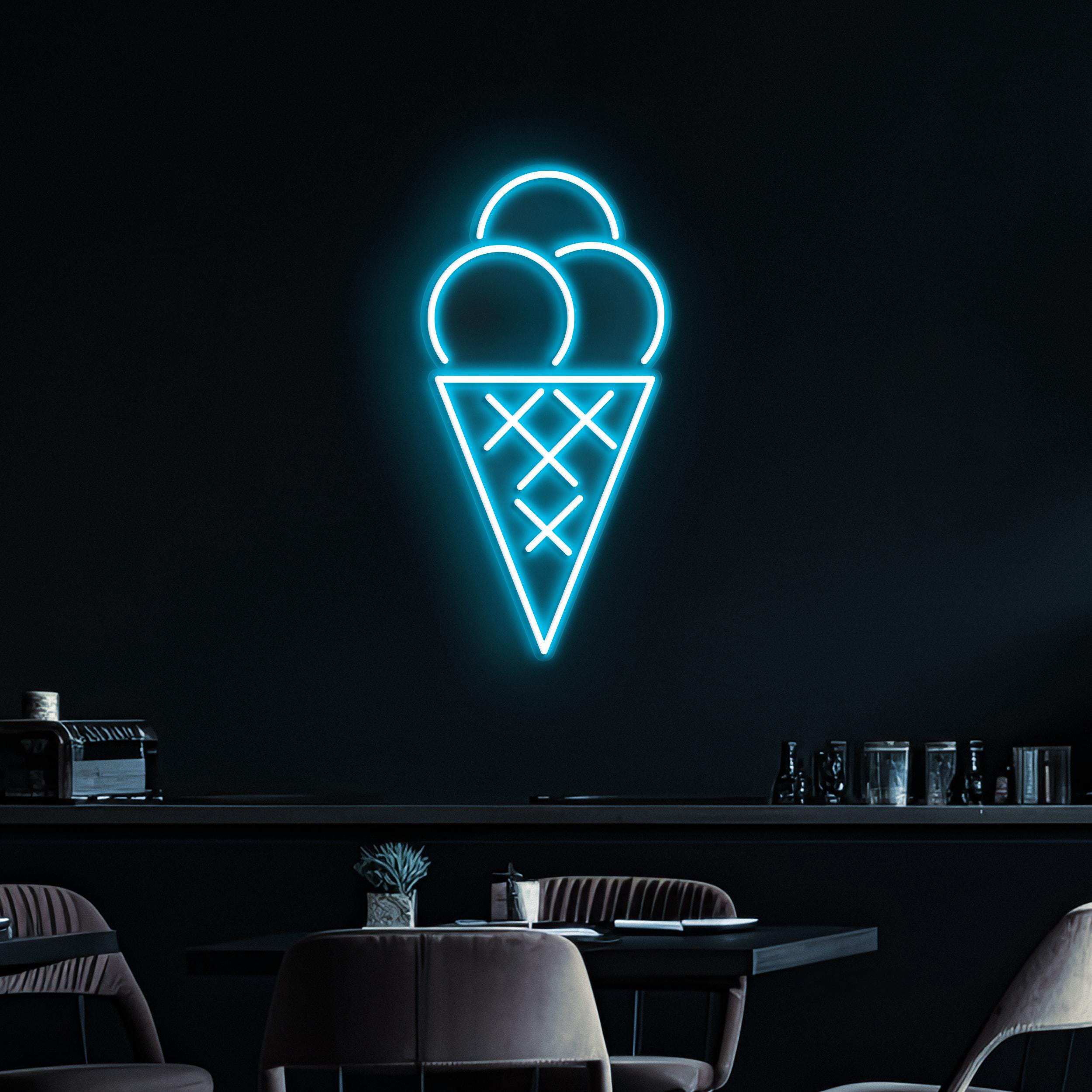 Cone Ice Cream Neon Sign, Cone Ice Cream LED Light, Bar and Cafe Neon Light, Ice Cream Shop Wall Decor, Dessert Spot Art, Kids Room Decor