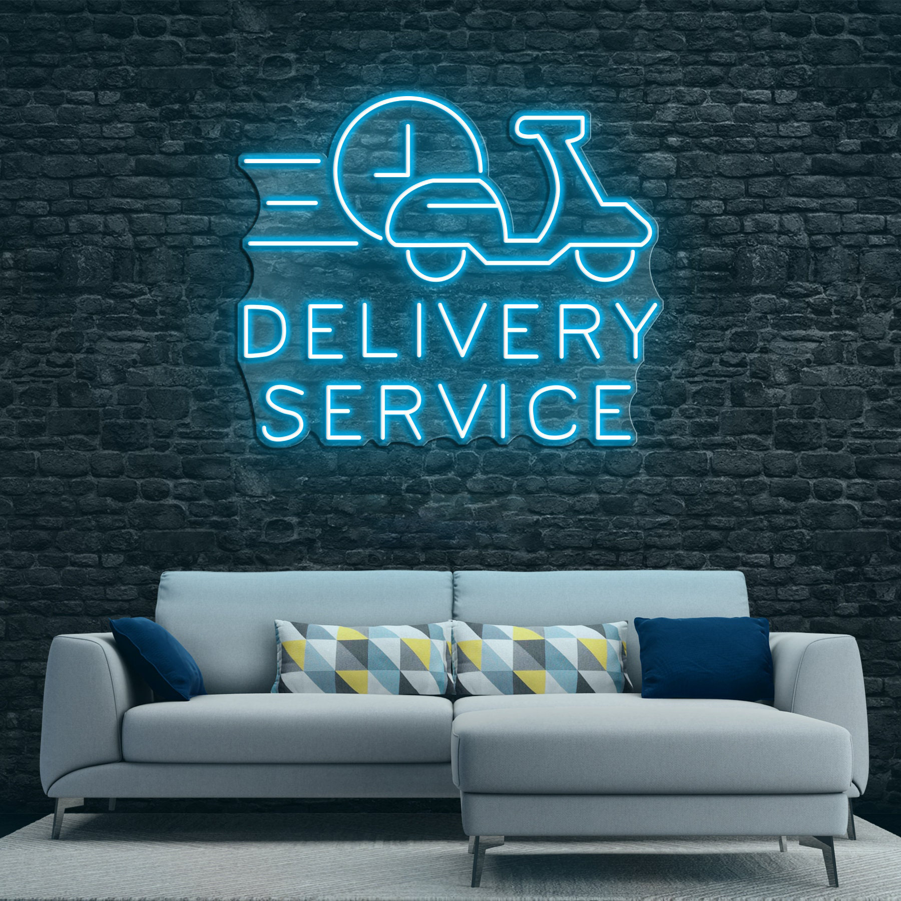 Delivery Service Neon Sign, LED Wall Art for Shops and Restaurants, Eye-Catching Neon Light Display, Advertising Banner Sign,Shop Wall Decor