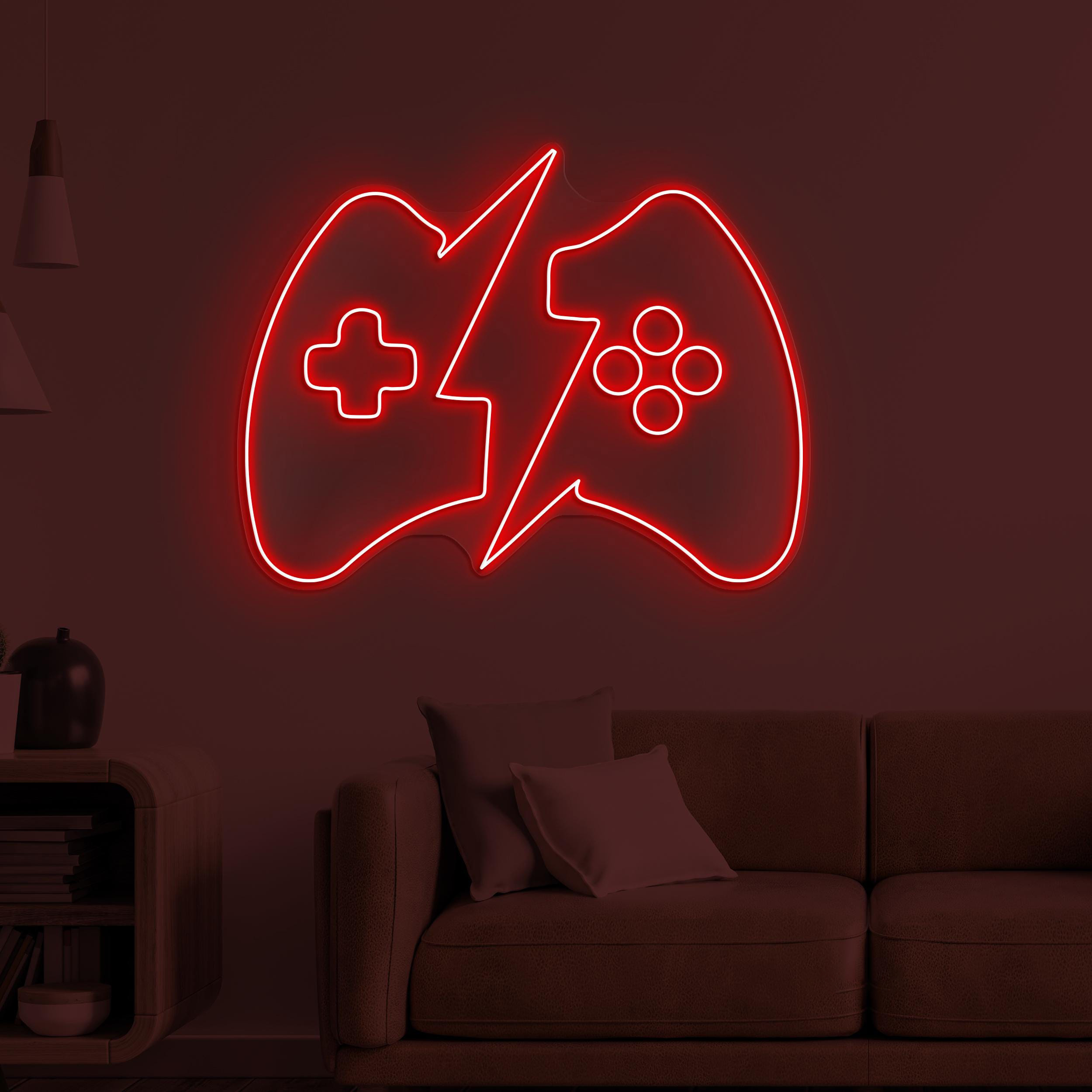 Game Controller Neon Sign, Lightning Game Controller Light, Game Wall Decor, Game Room Neon Light, Boy Room Gift, Kids Room Decor, Gift Idea