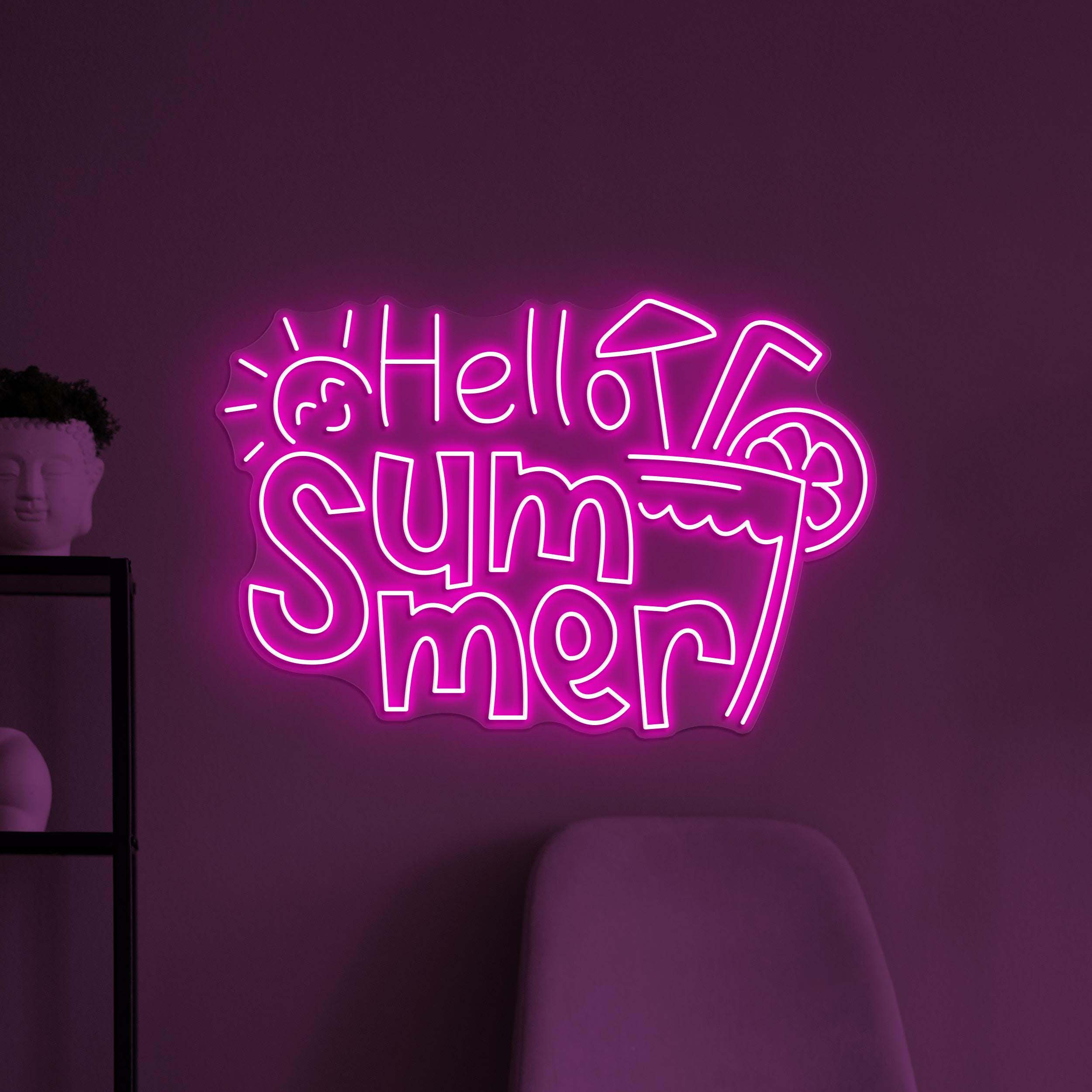 Hello Summer Neon Sign, Hello Summer LED Light, Party Wall Decor, Holiday Neon Art, Beach Neon Light, Summer Party Sign, Welcome Summer Art