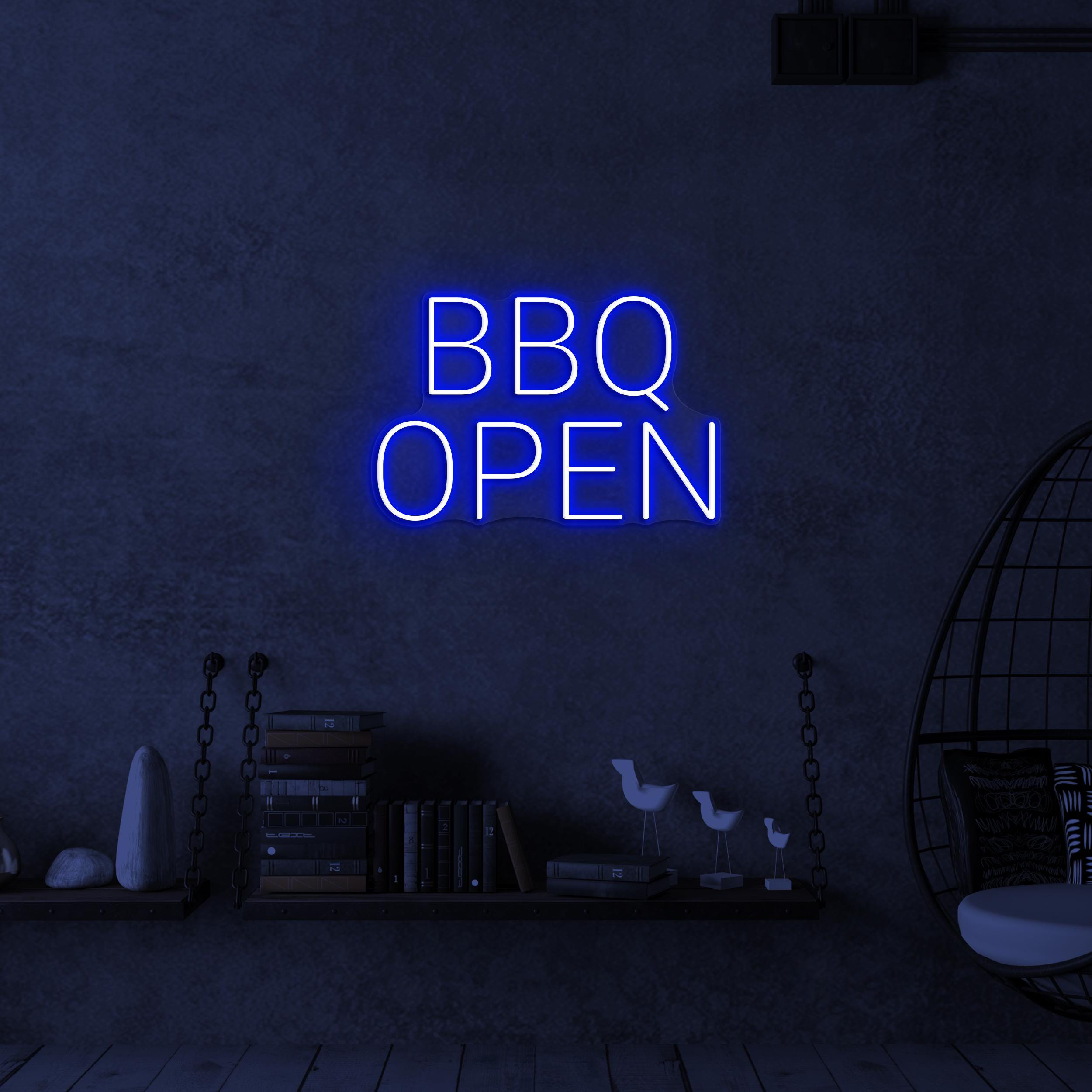 BBQ Open Neon Sign, BBQ open Led Light, BBQ Wall Decor, Restaurants Wall Art, Open Neon Sign, Welcome Wall Sign, Opening Door Shop Neon Art