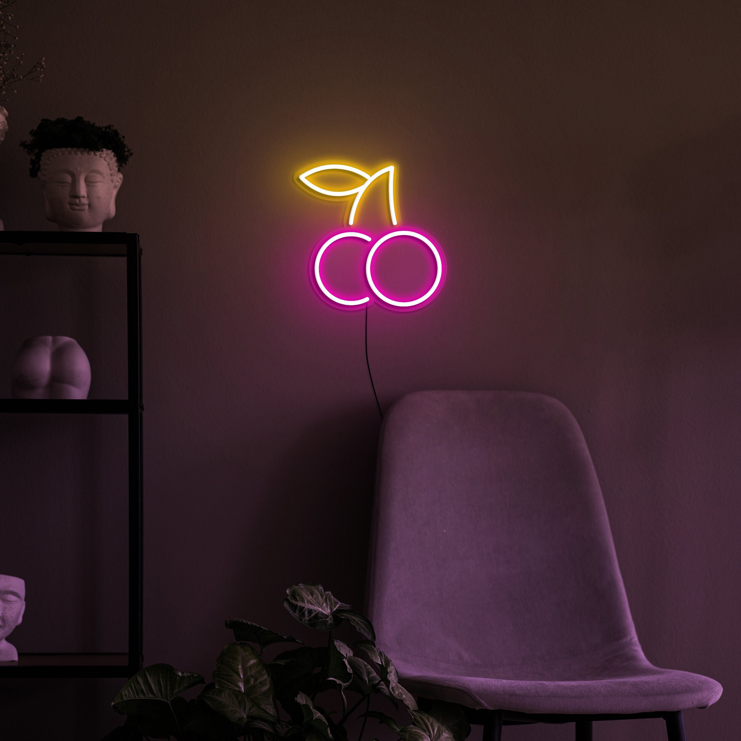 Cherries Neon Sign, LED Wall Decor, Cherries Lights for Kids Room, Restaurant, Bar, Cherries Neon Lights for Game Room, Party, Fruit Decor