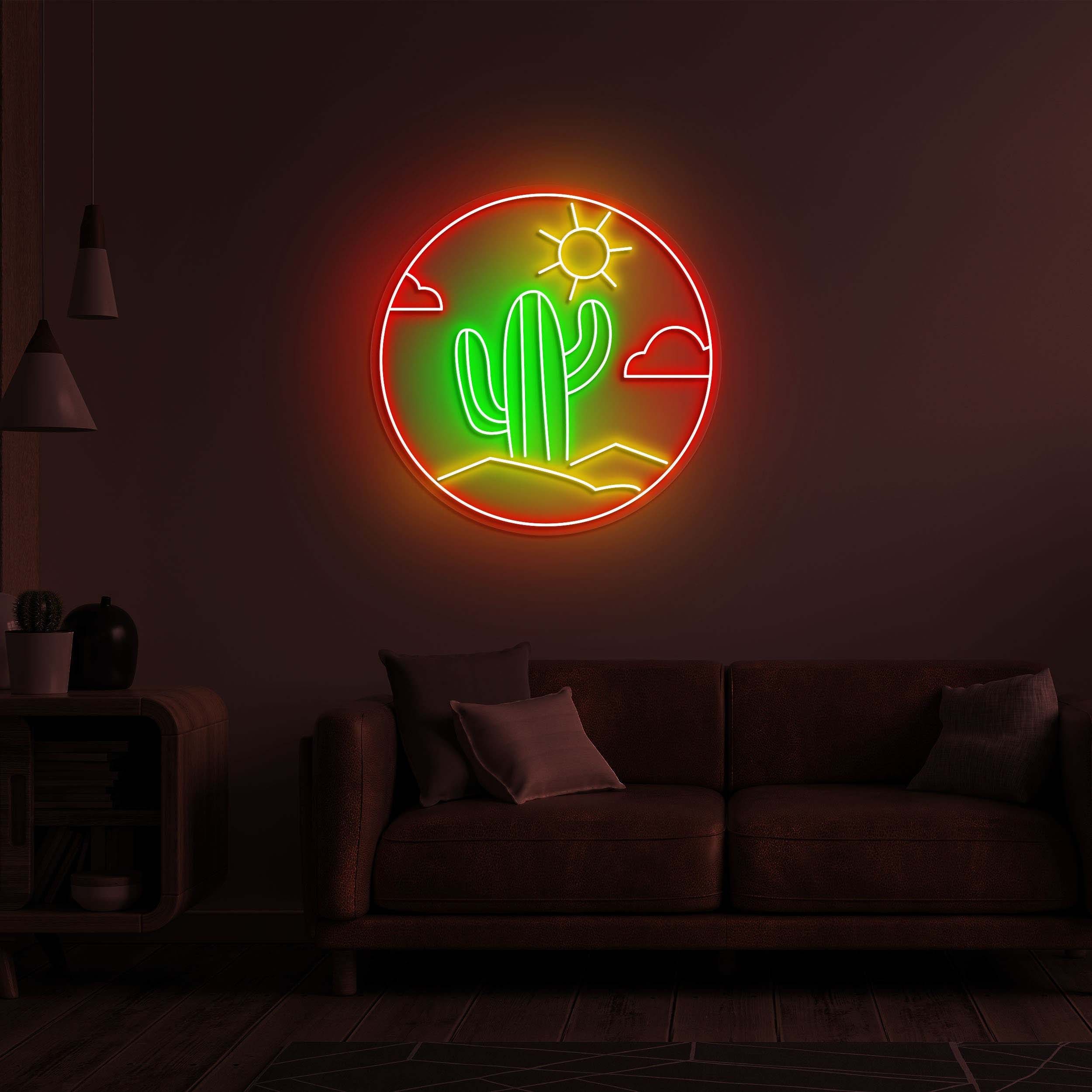 Desert Sunset Neon Light, Cactus Neon Sign for Bars and Southwest Events, Sunset Neon Decor, Gift for Desert Lovers, Cactus Neon Light Decor