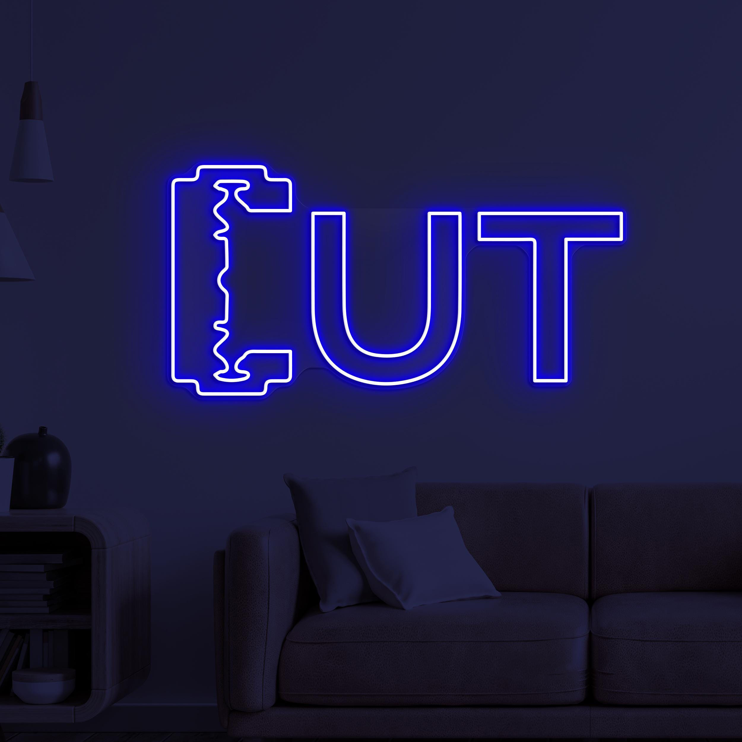 CUT Neon Sign, CUT Led Light, Razor Wall Decor, Barber Shop Wall Art, Beauty Salon LED Neon Art, Custom Neon Sign, Hair Dressing Neon Art