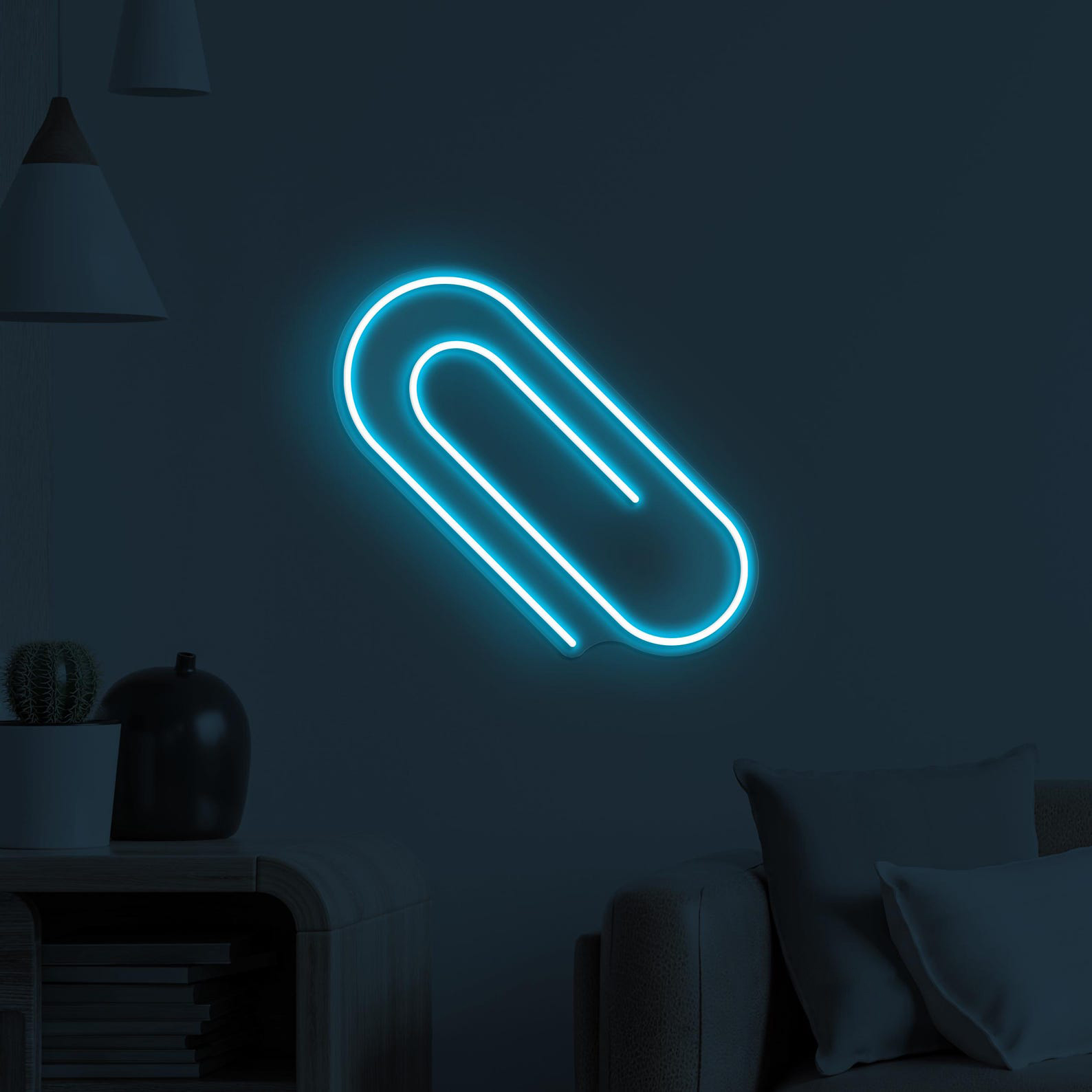 Paper Clip Neon Sign, Paper Clip LED Light, Office Wall Art, Cafe, Bar, Restaurant Decor, Neon Sign, Custom Neon Sign, Books Shop Neon Light
